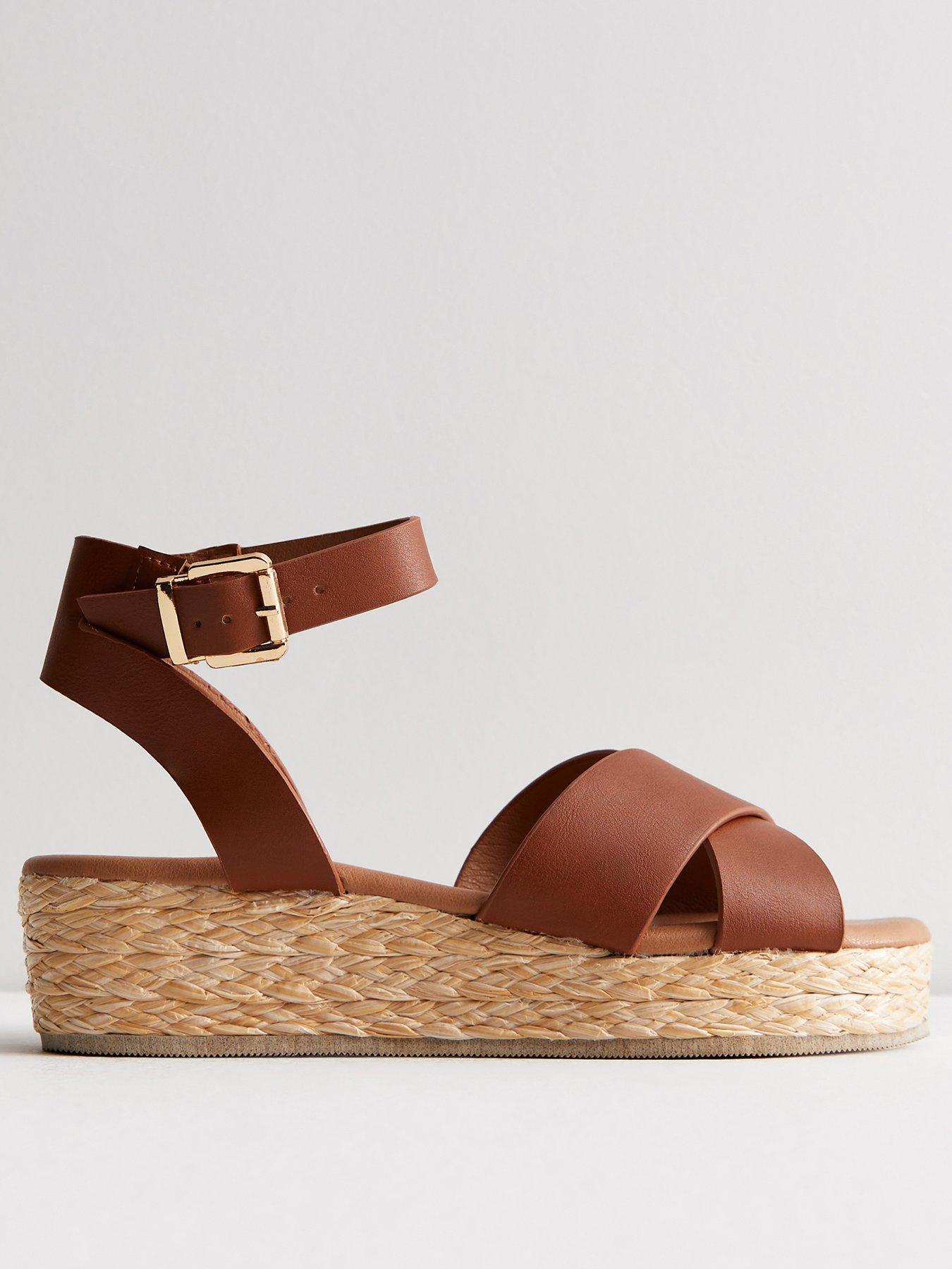 Tan leather espadrille wedges online