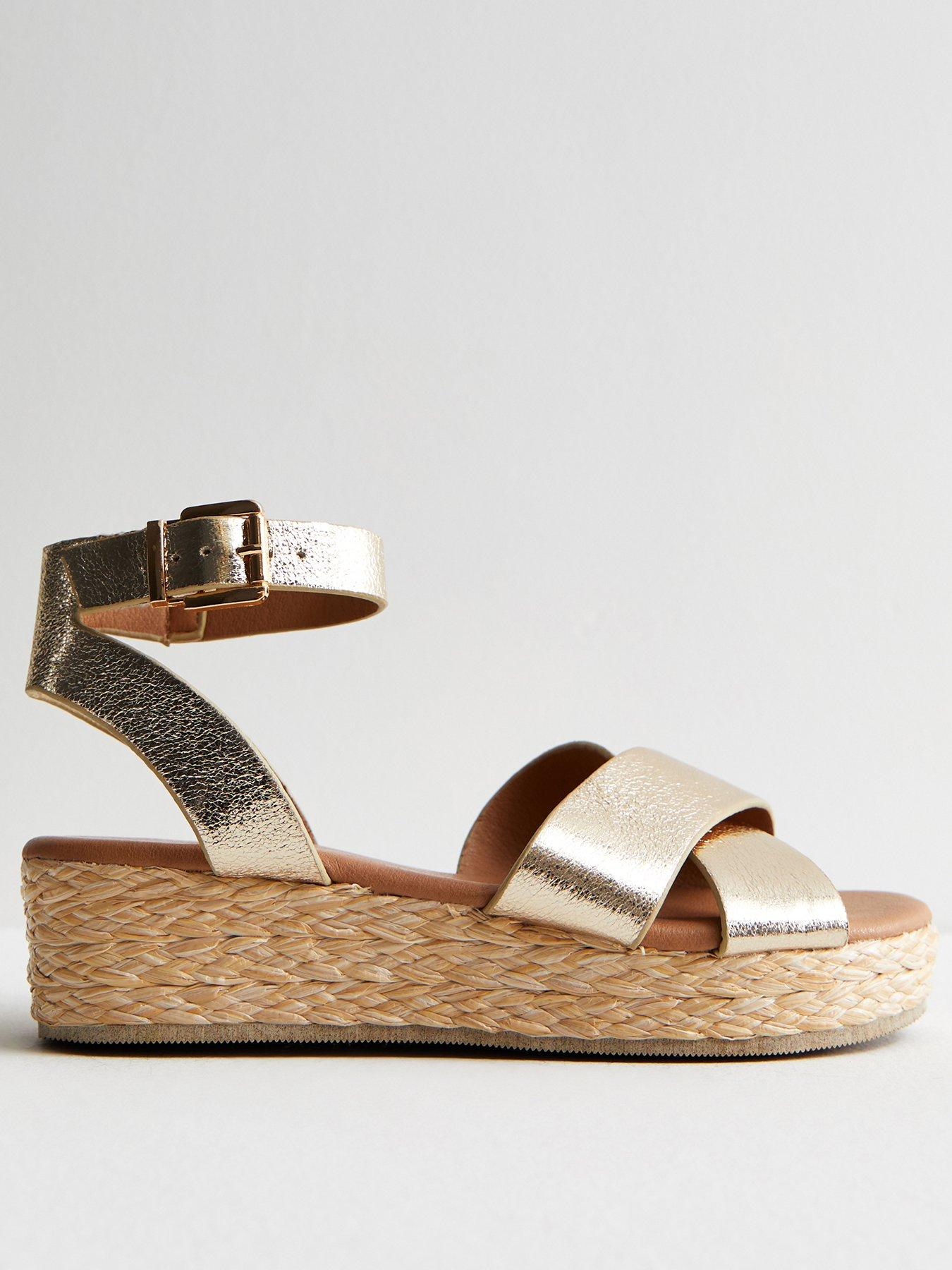 Metallic deals flatform sandals