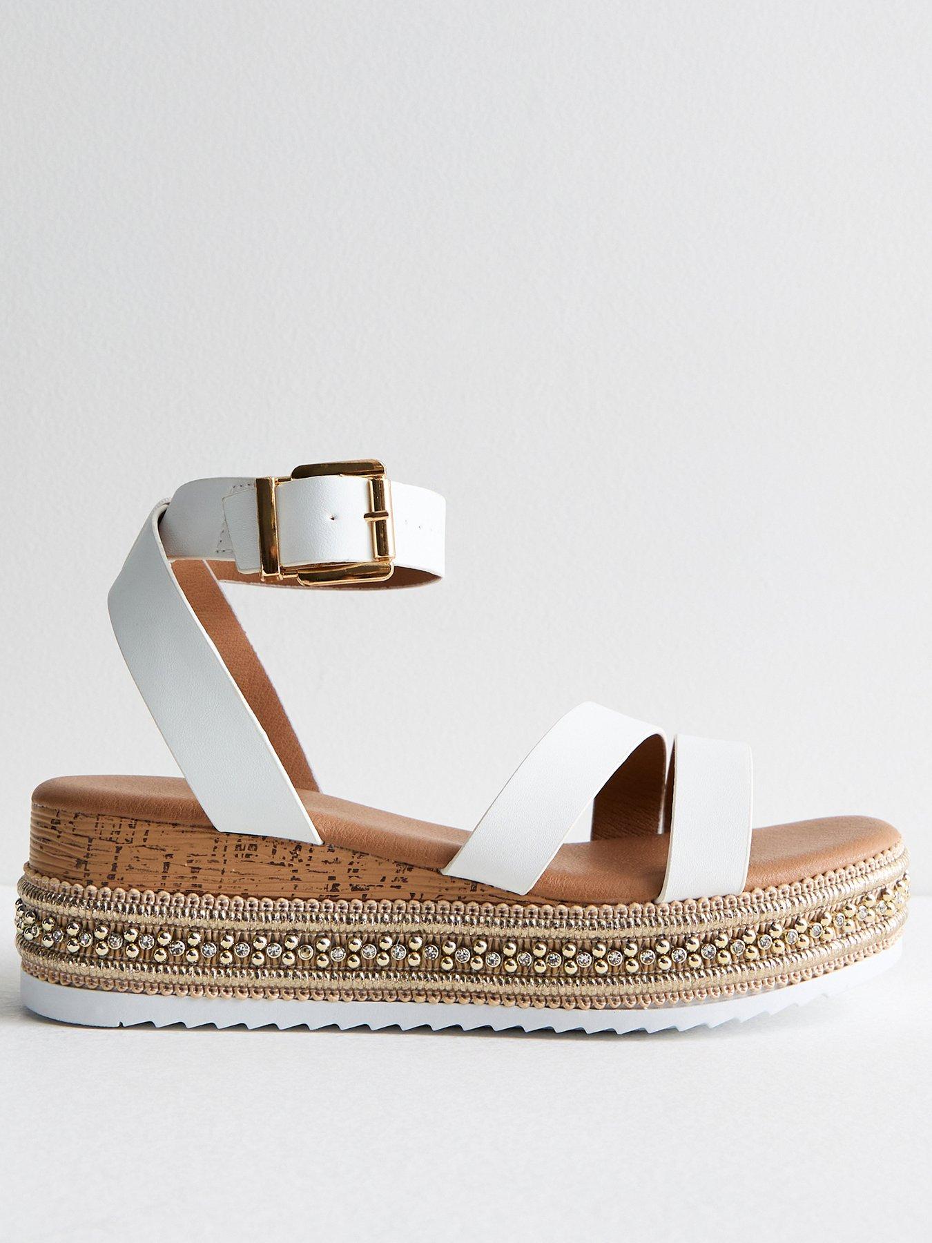 White Leather-Look Plaited Toe Post Sandals | New Look