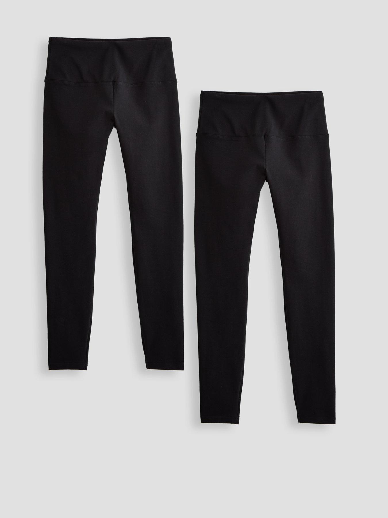 Image 1 of 7 of The Very Collection Womens 2 Pack Stretch Cotton Full Length Leggings - Black