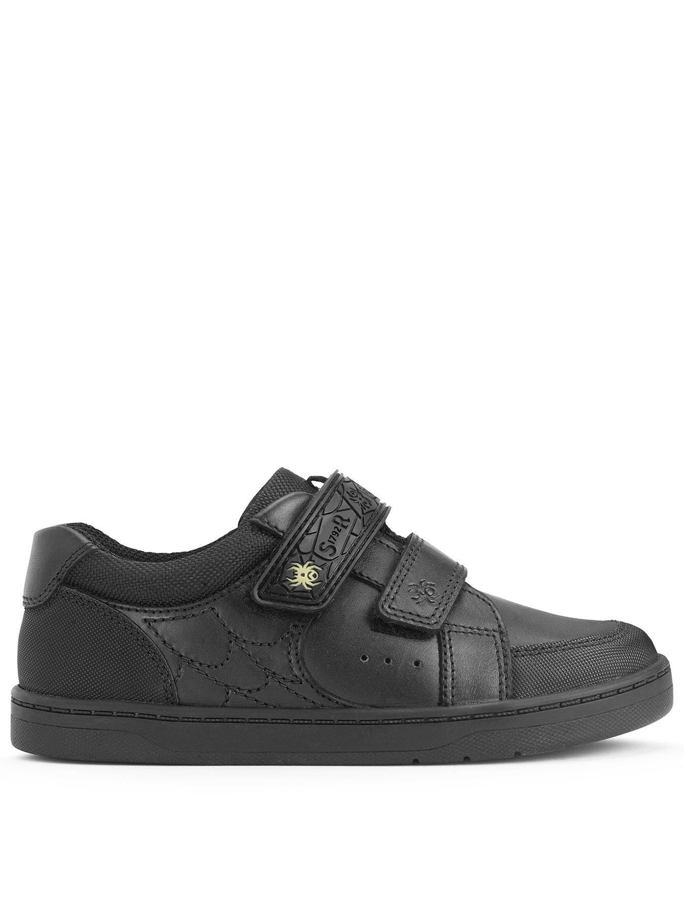 undefined Spider Web Black Leather Double Rip Tape School Shoes