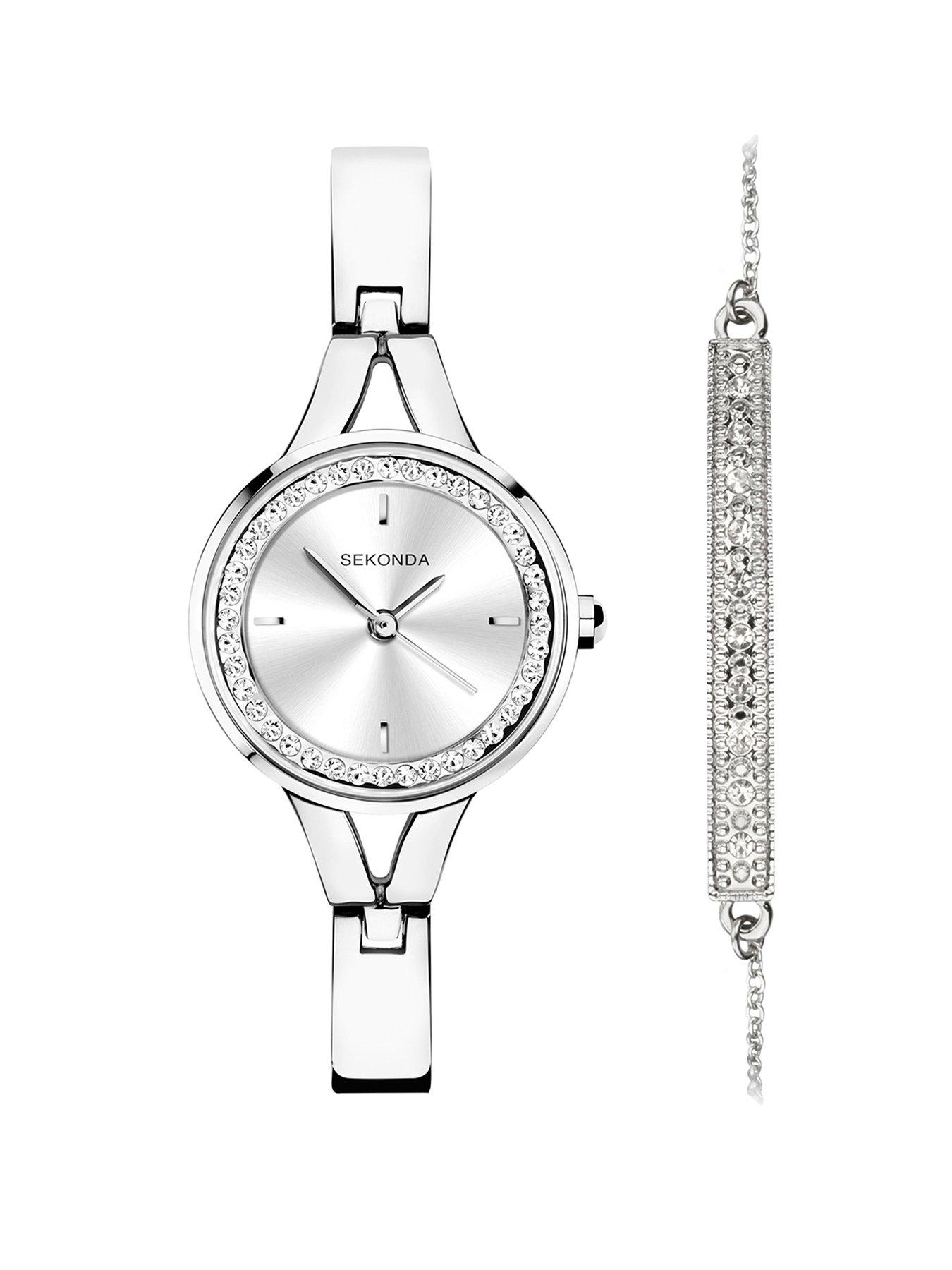 Silver bangle watch on sale ladies