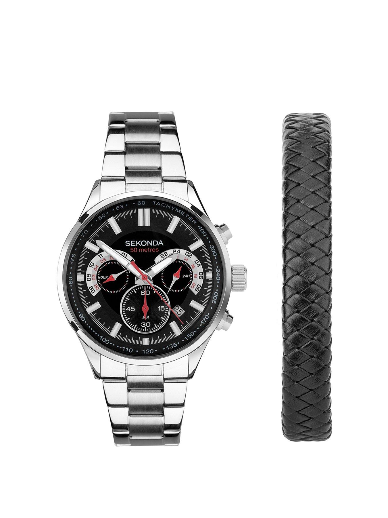 Sekonda men's black sale chronograph bracelet watch