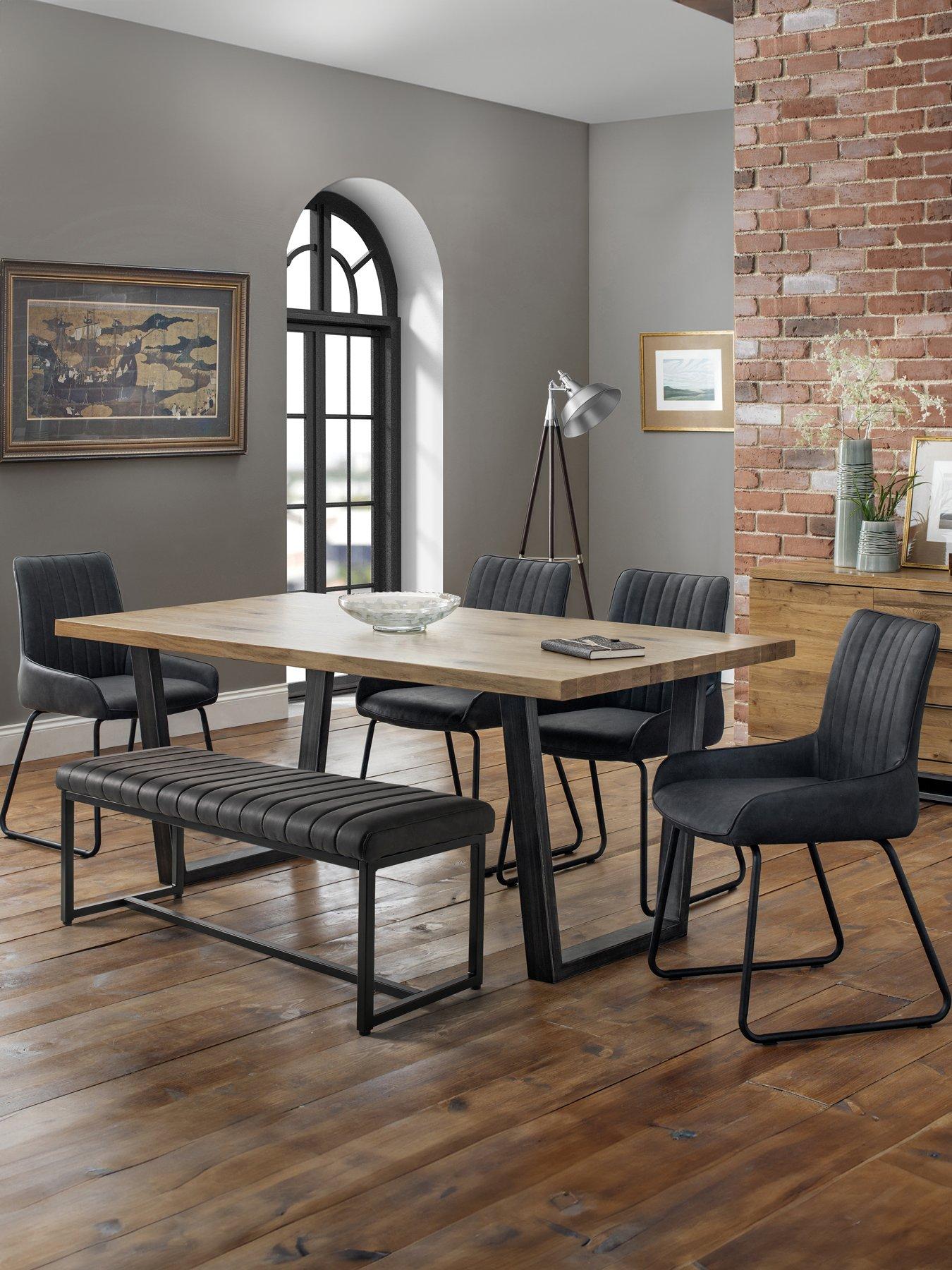 Julian Bowen Brooklyn Dining Table And 1 Grey Soho Bench And 4 Grey