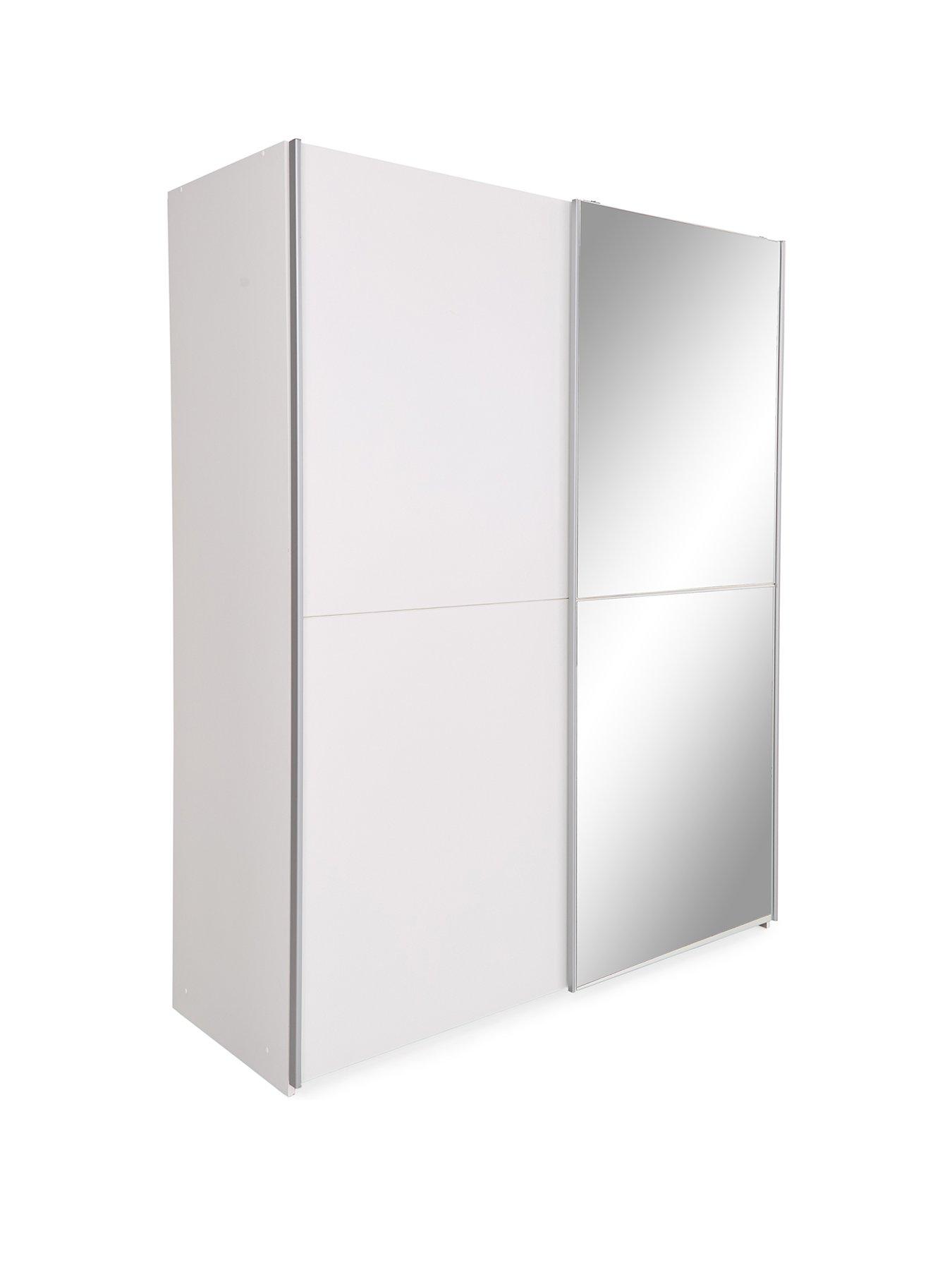  image of very-home-nico-150-cmnbsp2-door-sliding-mirrored-wardrobe-white