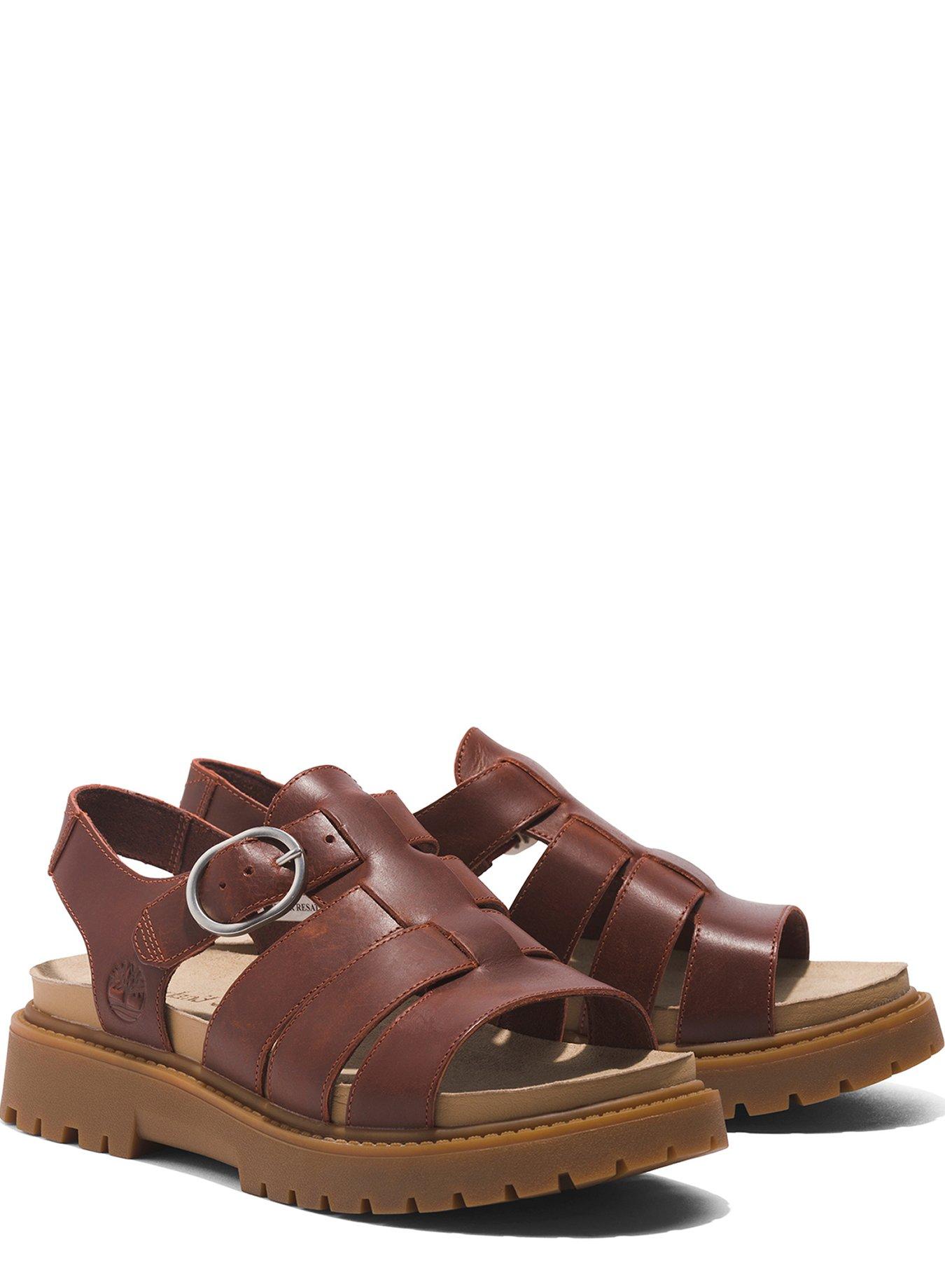 image of timberland-clairemont-way-fisherman-sandal-dark-red-full-grain