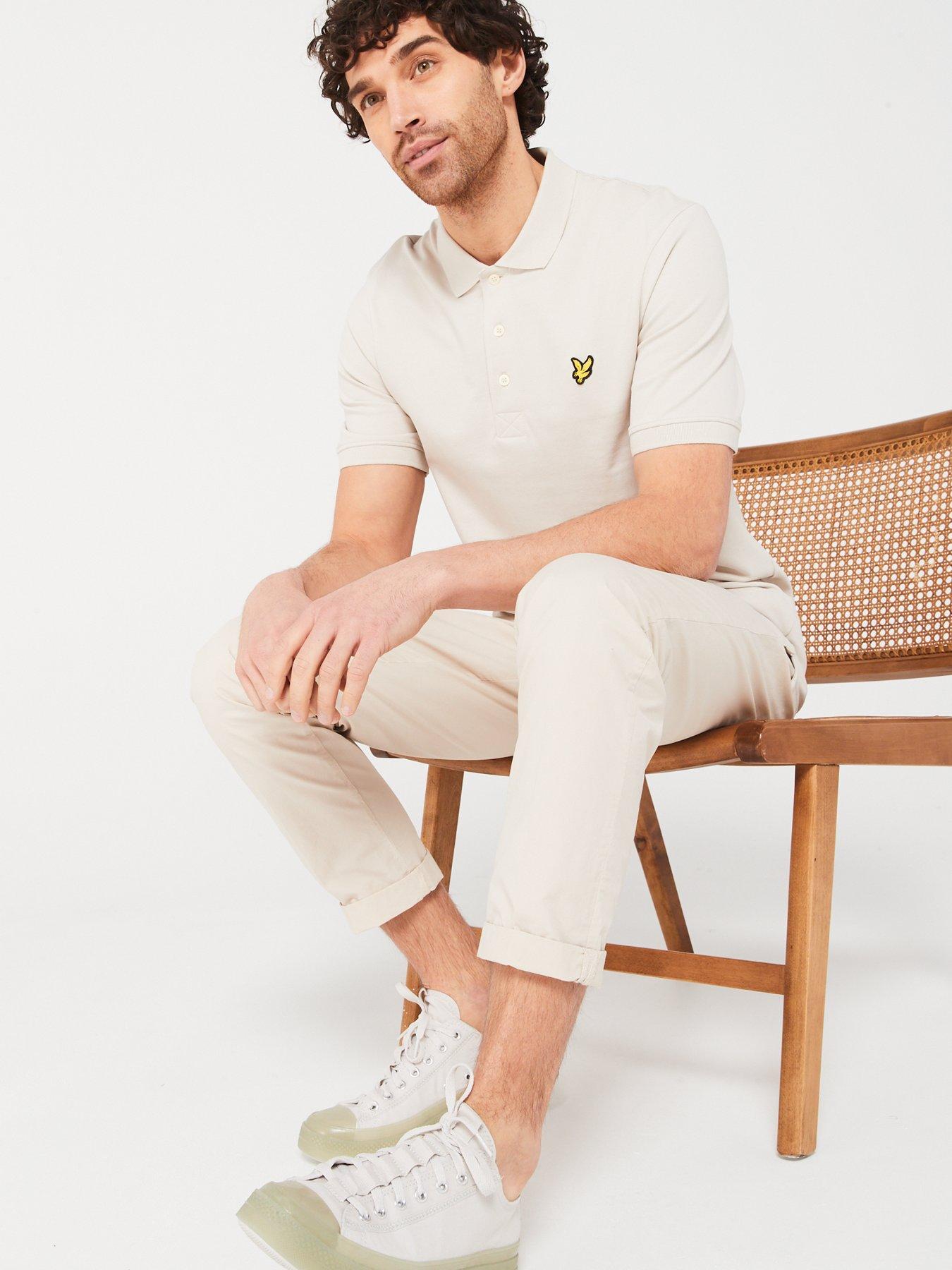  image of lyle-scott-plain-polo-shirt-beige