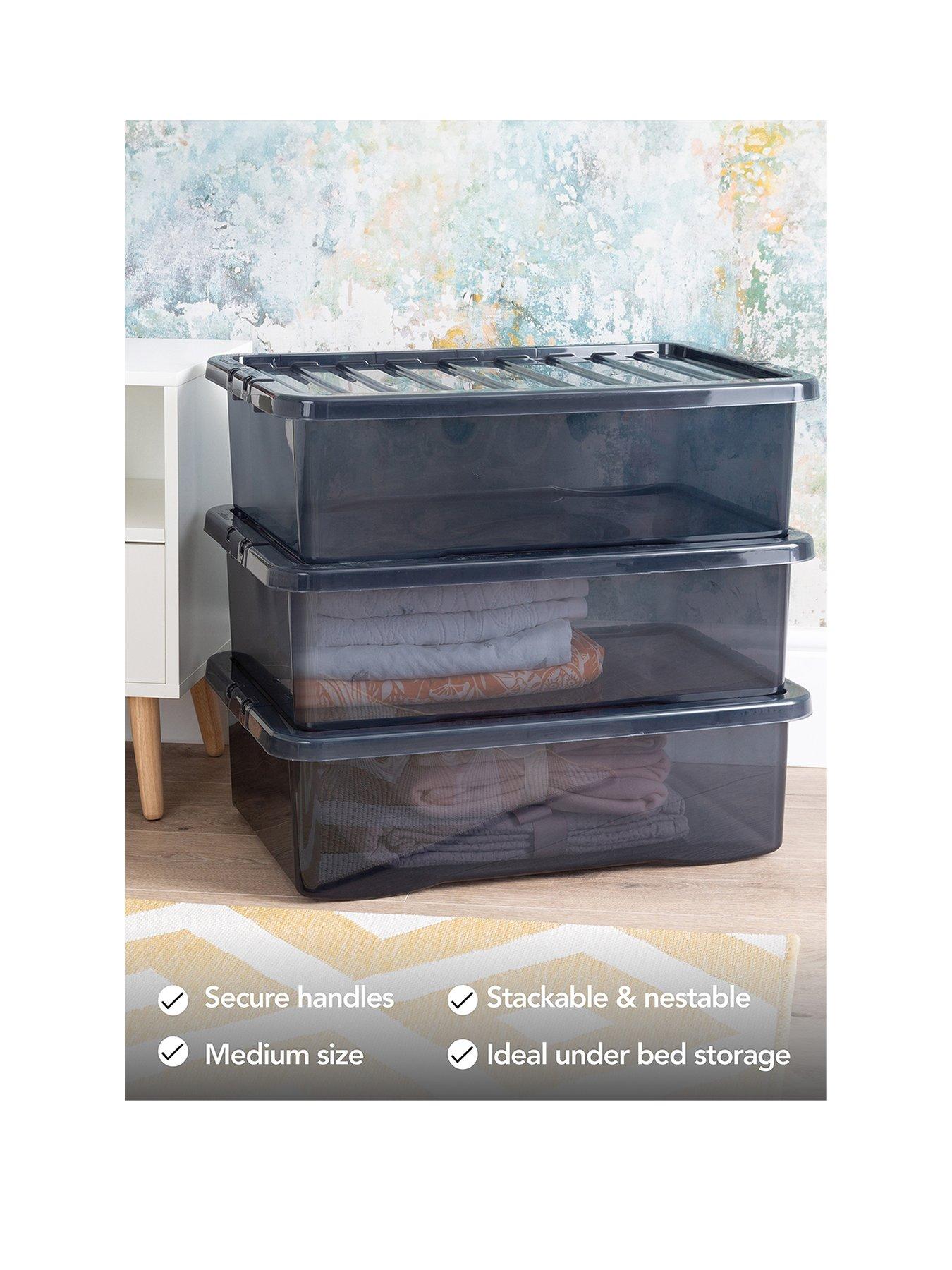  image of wham-set-of-3-black-plastic-underbed-storage-boxes-ndash-32-litres-each