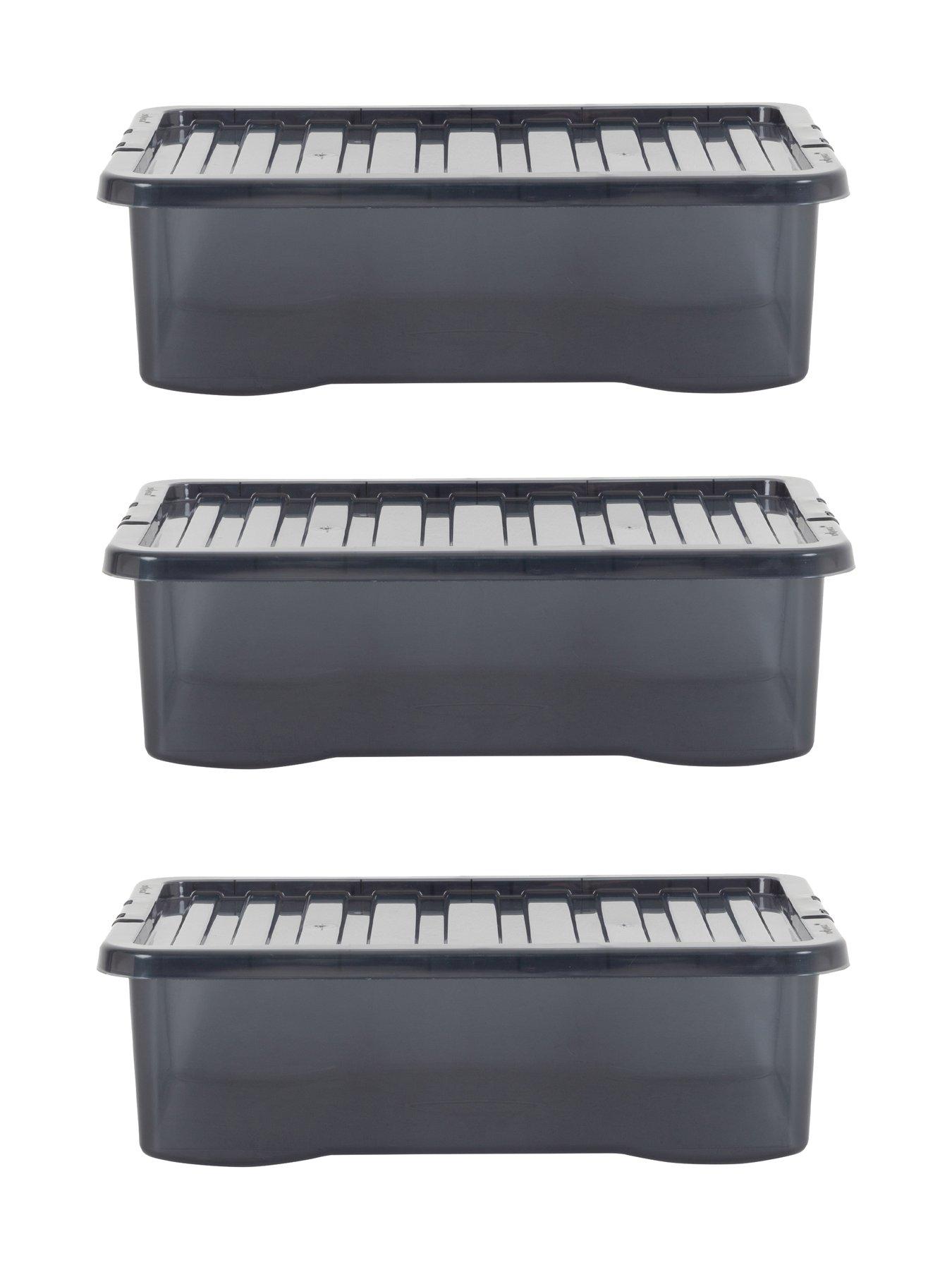  image of wham-set-of-3-black-plastic-underbed-storage-boxes-ndash-32-litres-each