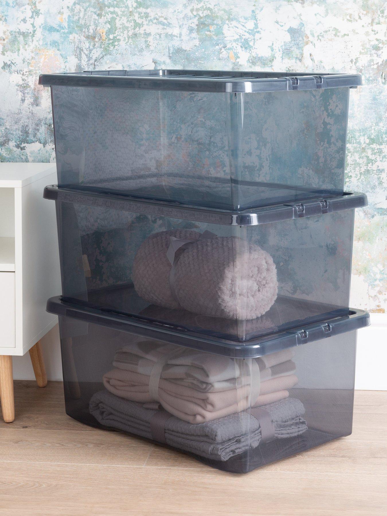 Wham Set of 3 Black Storage Boxes – 45-litre capacity