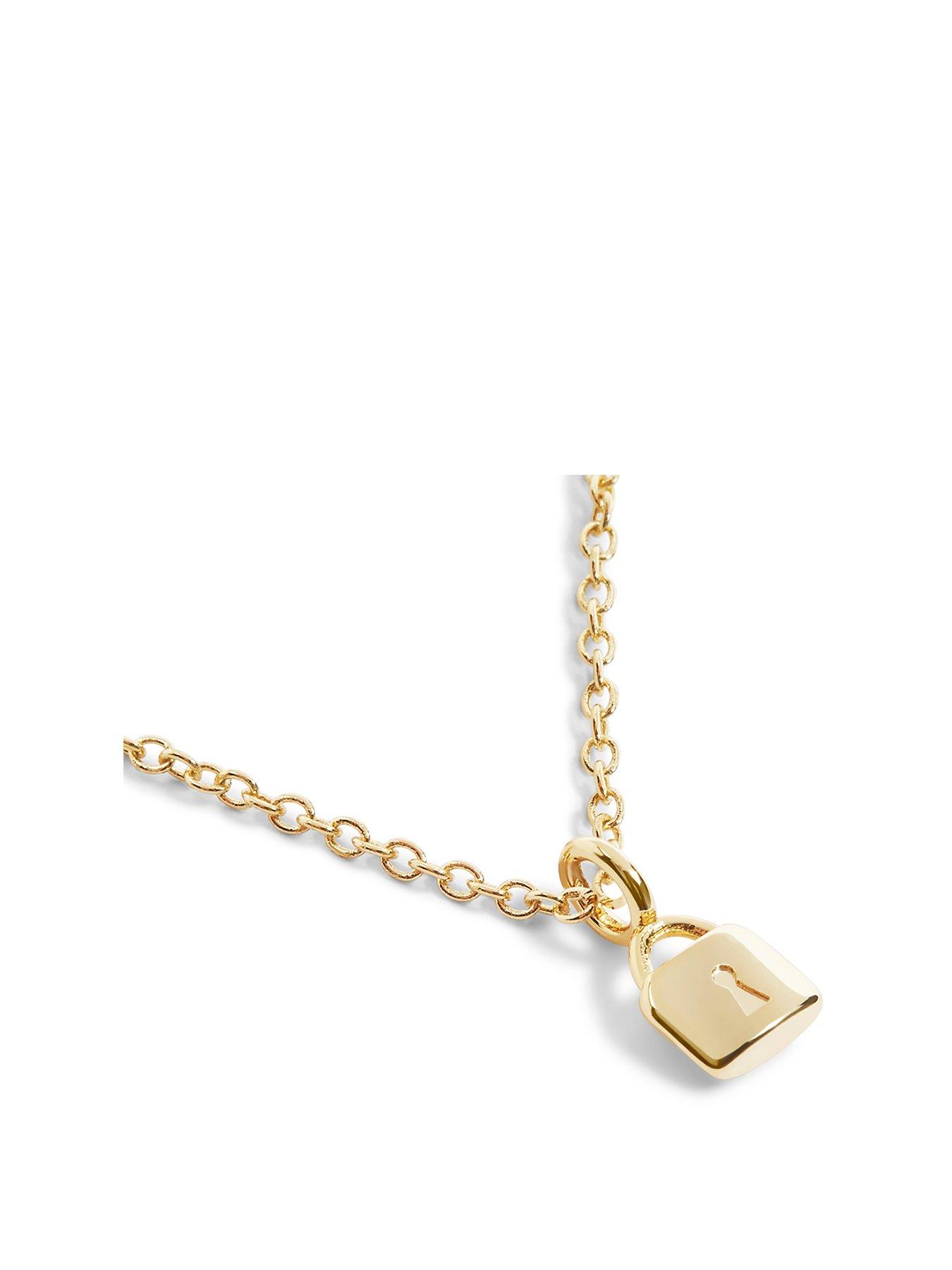 undefined Mini Charms Lock Necklace In Gold Plating