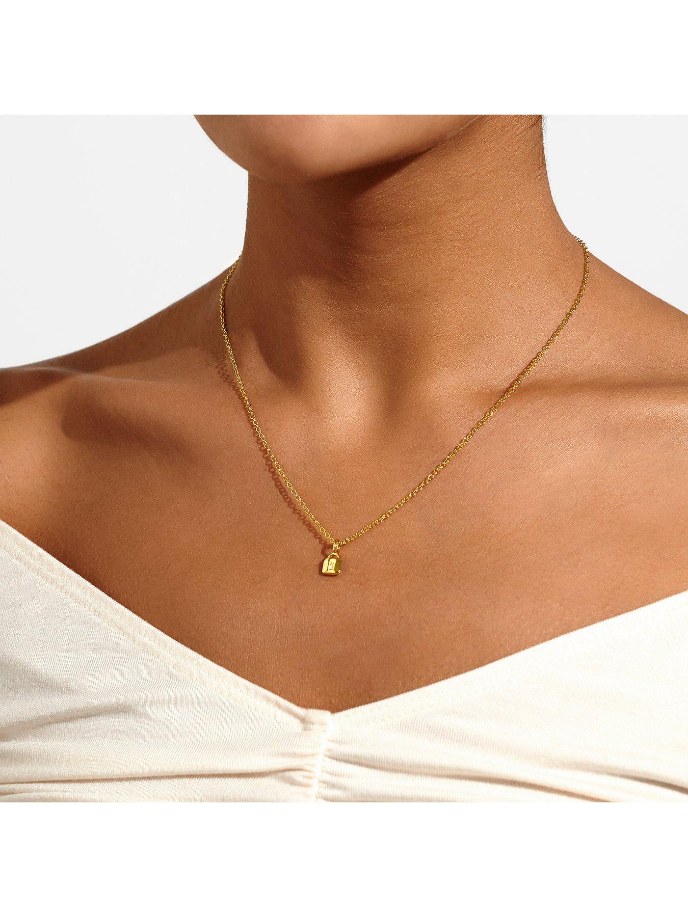  image of joma-jewellery-mini-charms-lock-necklace-in-gold-plating