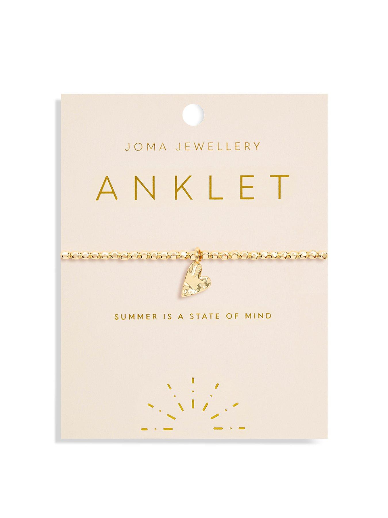 undefined Hammered Heart Anklet In Gold Plating