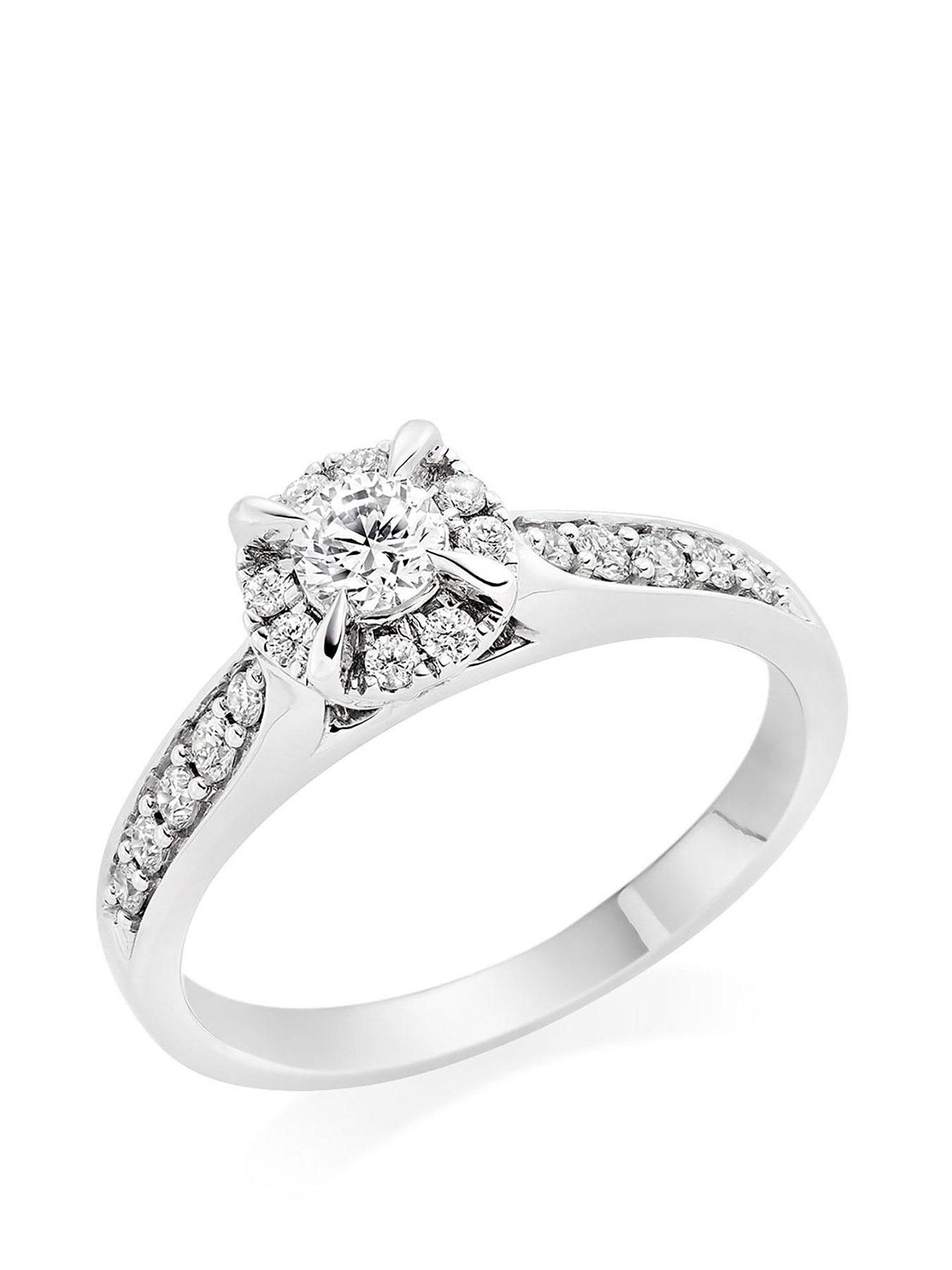 undefined 9ct White Gold Diamond Halo Ring