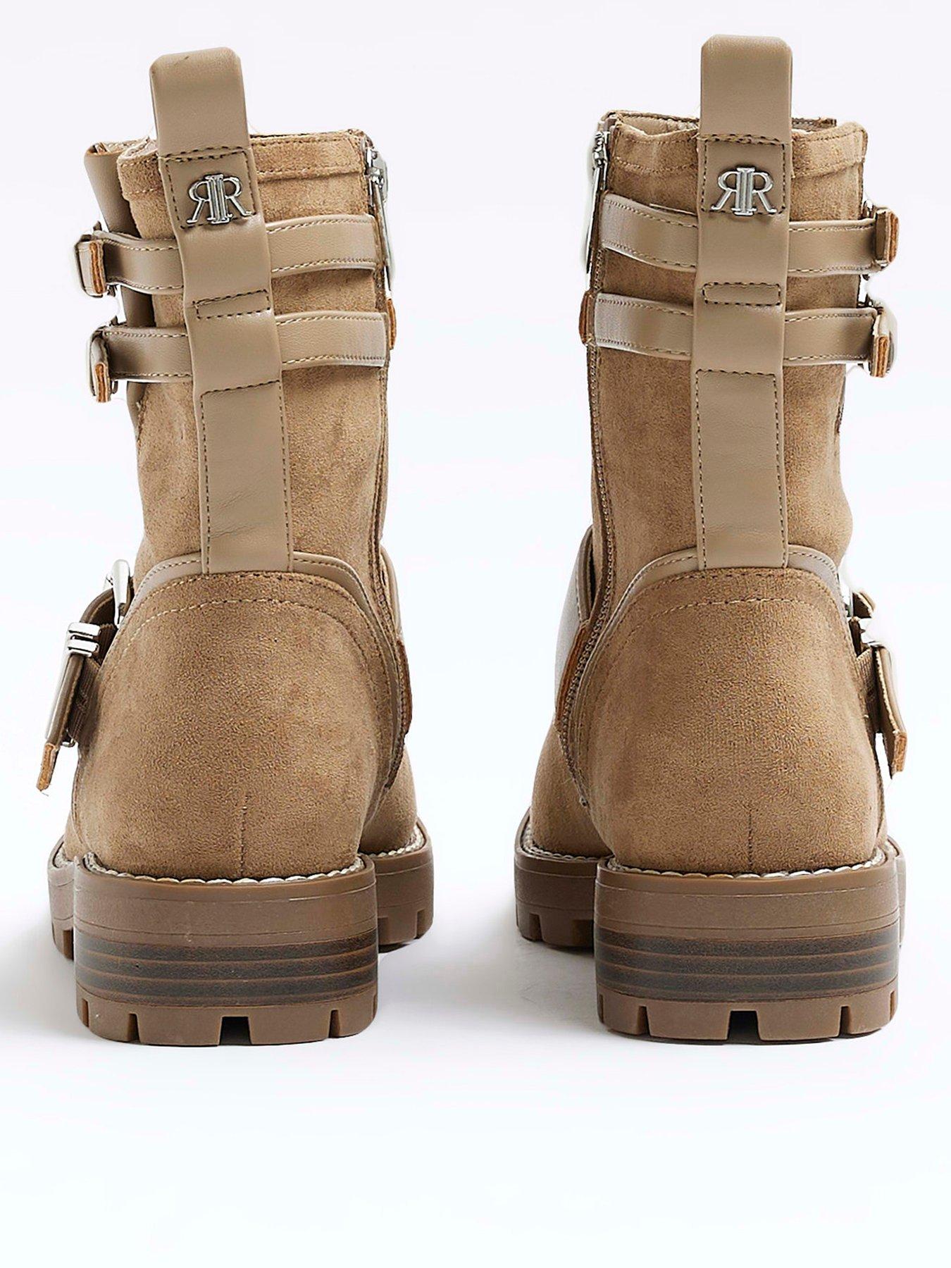 Buckled Biker Boot Light Brown