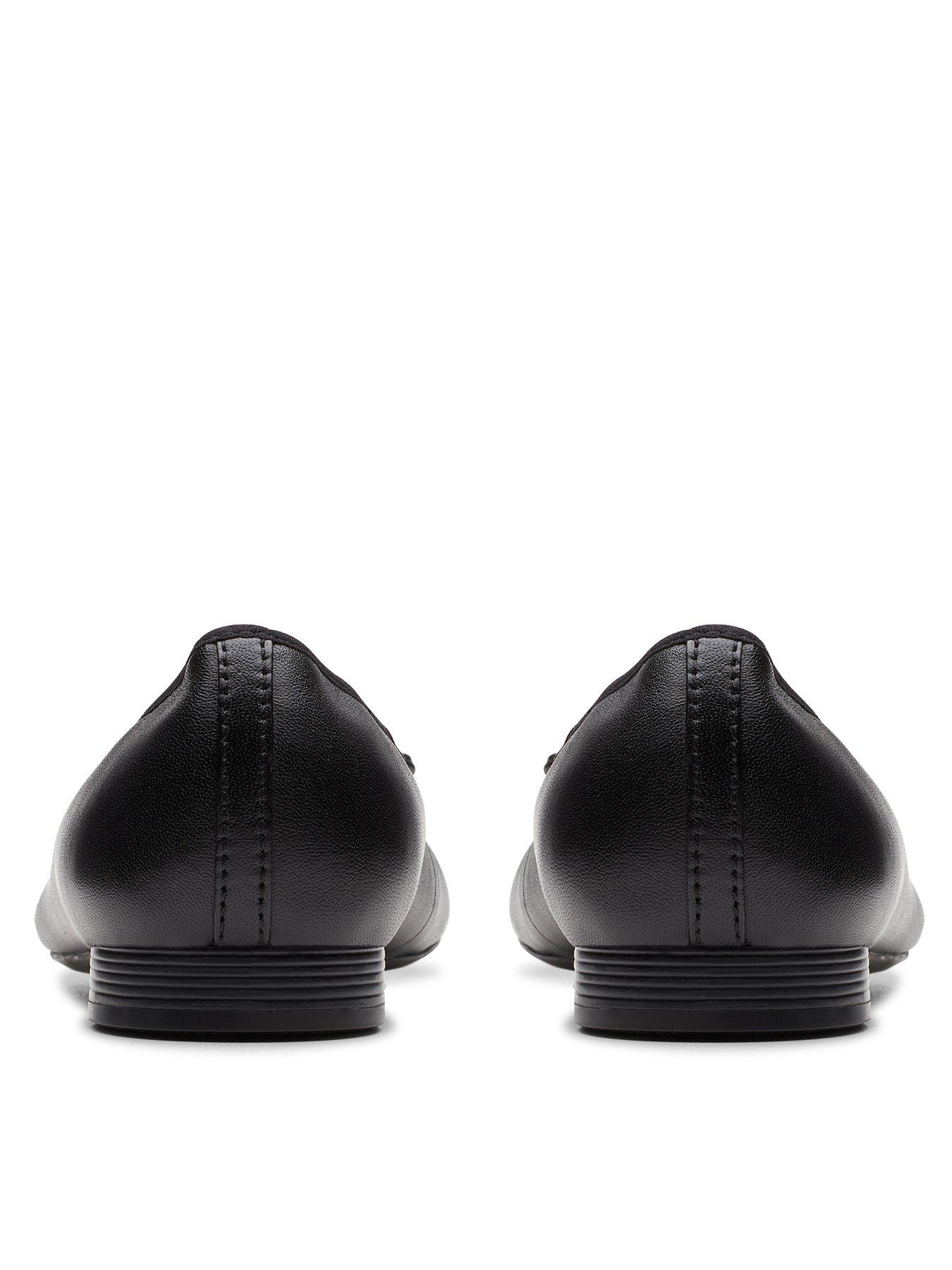 Image 3 of 7 of Clarks Womens Loreleigh Rae Leather Bow Front Ballet Pumps - Black