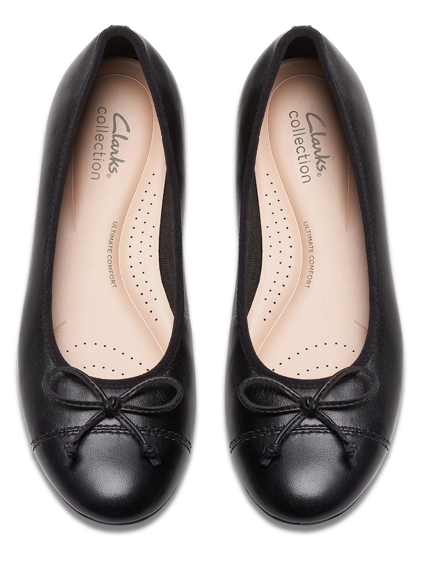 Image 4 of 7 of Clarks Womens Loreleigh Rae Leather Bow Front Ballet Pumps - Black