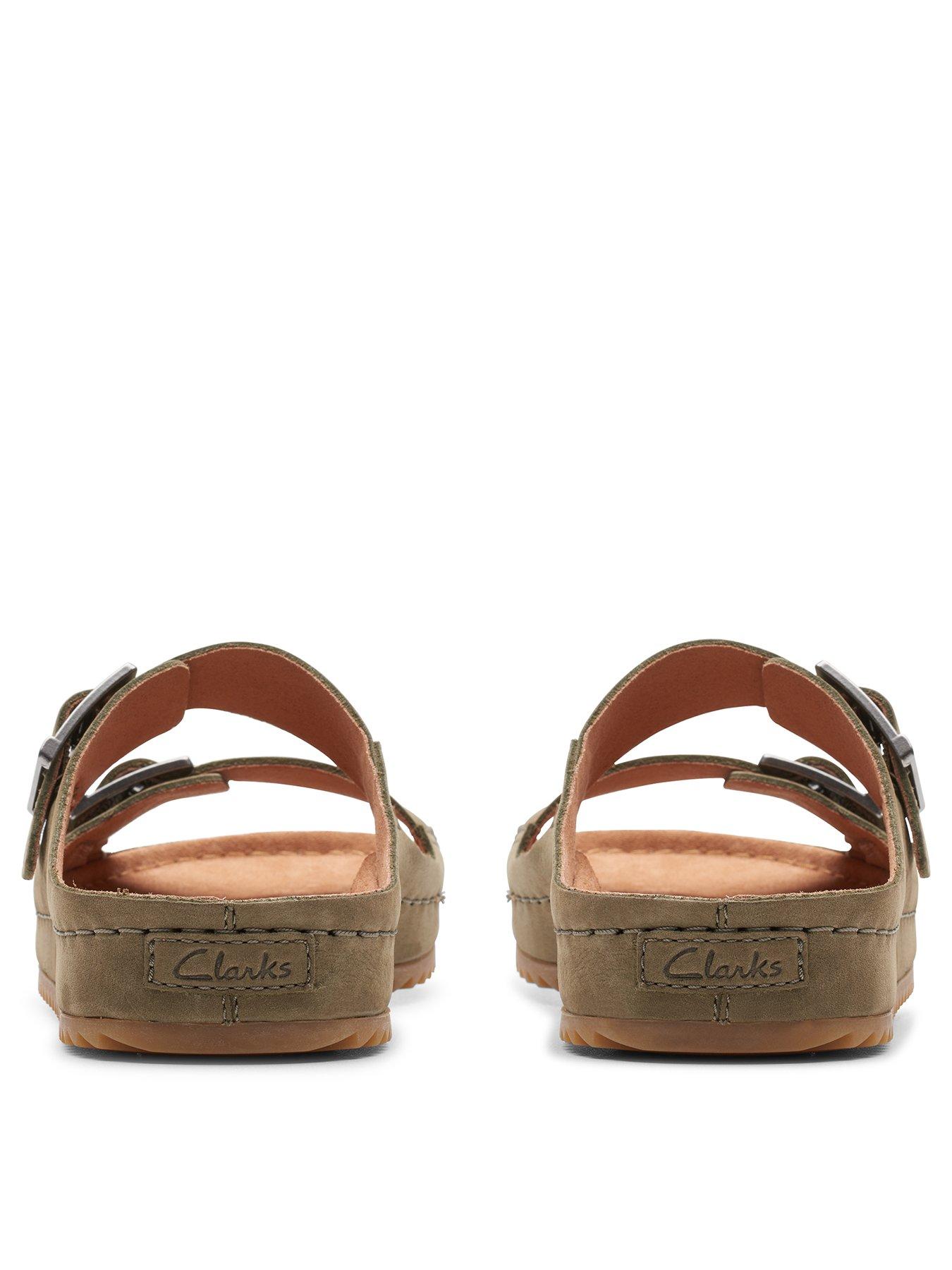 Brookleigh Sun Nubuck Double Buckle Sandals Olive