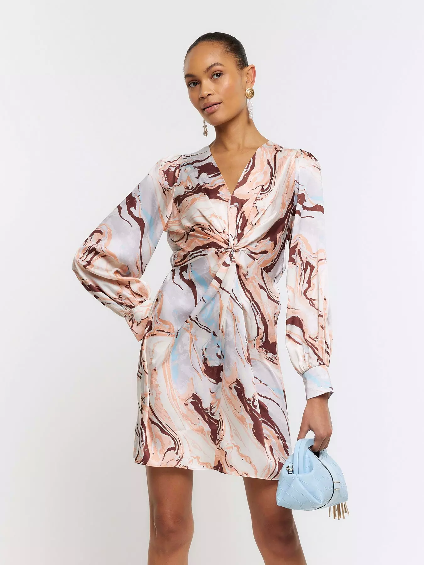 Eva Rib Knit V Neck Collar Mini Dress with LENZING™ ECOVERO