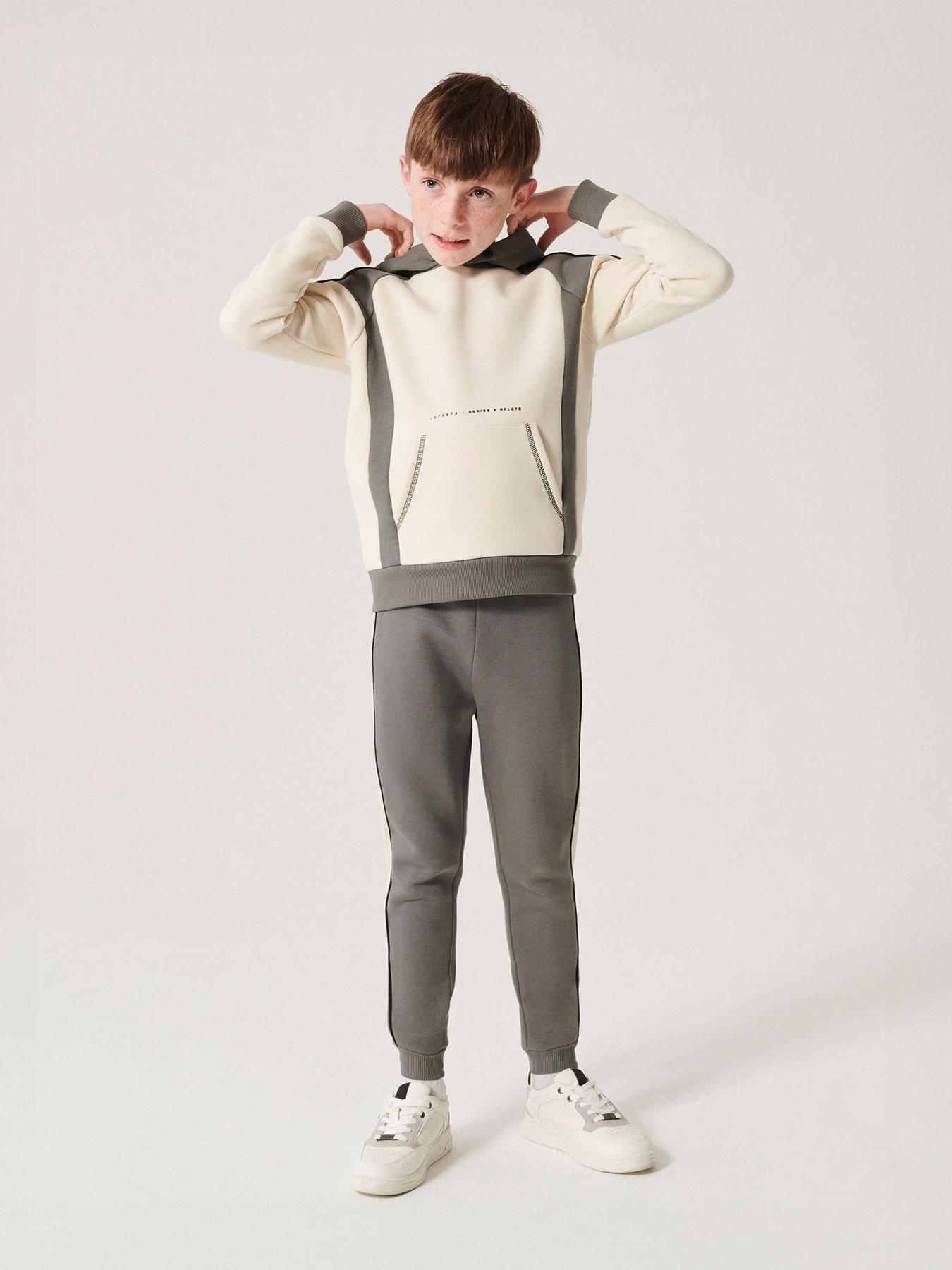 Boys Colour Block Hoodie Set White