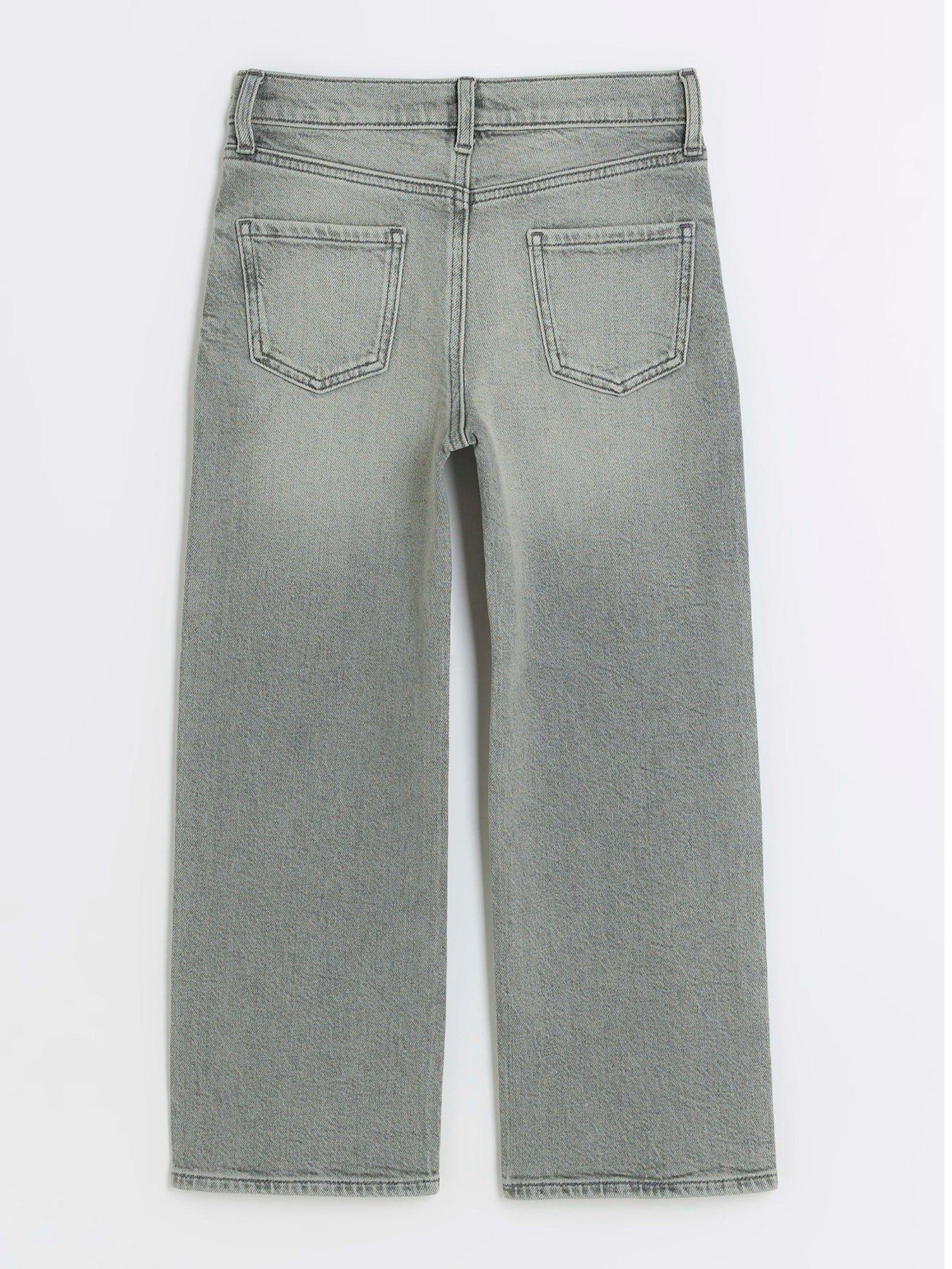 Image 2 of 4 of River Island Girls Straight Graffiti Jeans - Grey