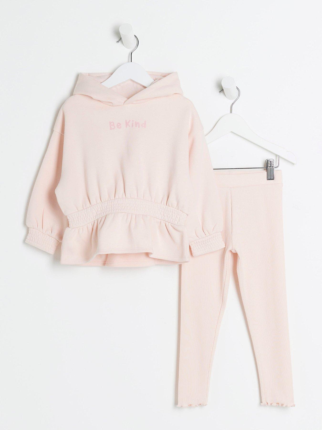 River Island Mini Mini Girls Peplum Hoodie Set Pink littlewoods