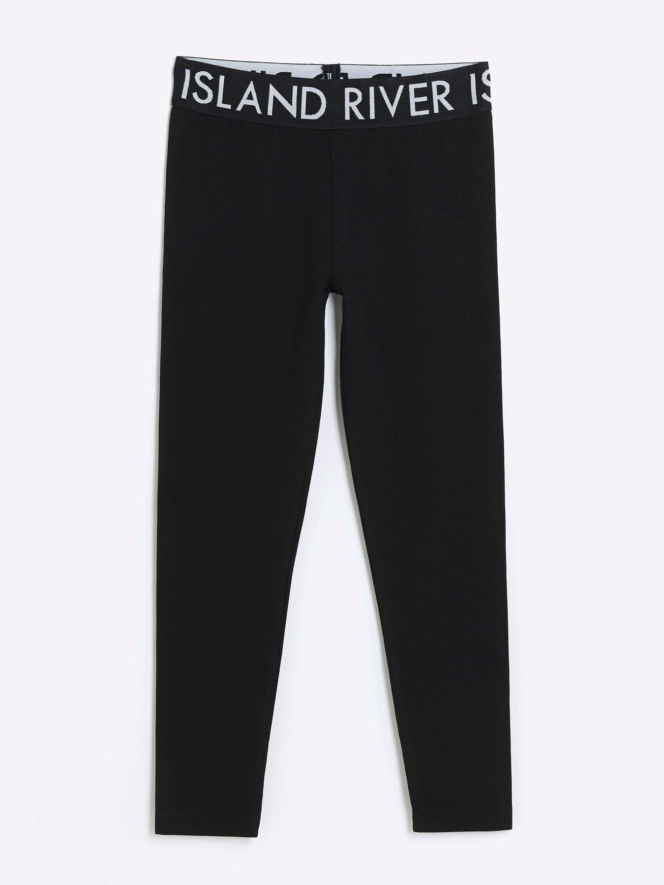 Image 2 of 5 of River Island Older Girl Waistband Leggings - Black