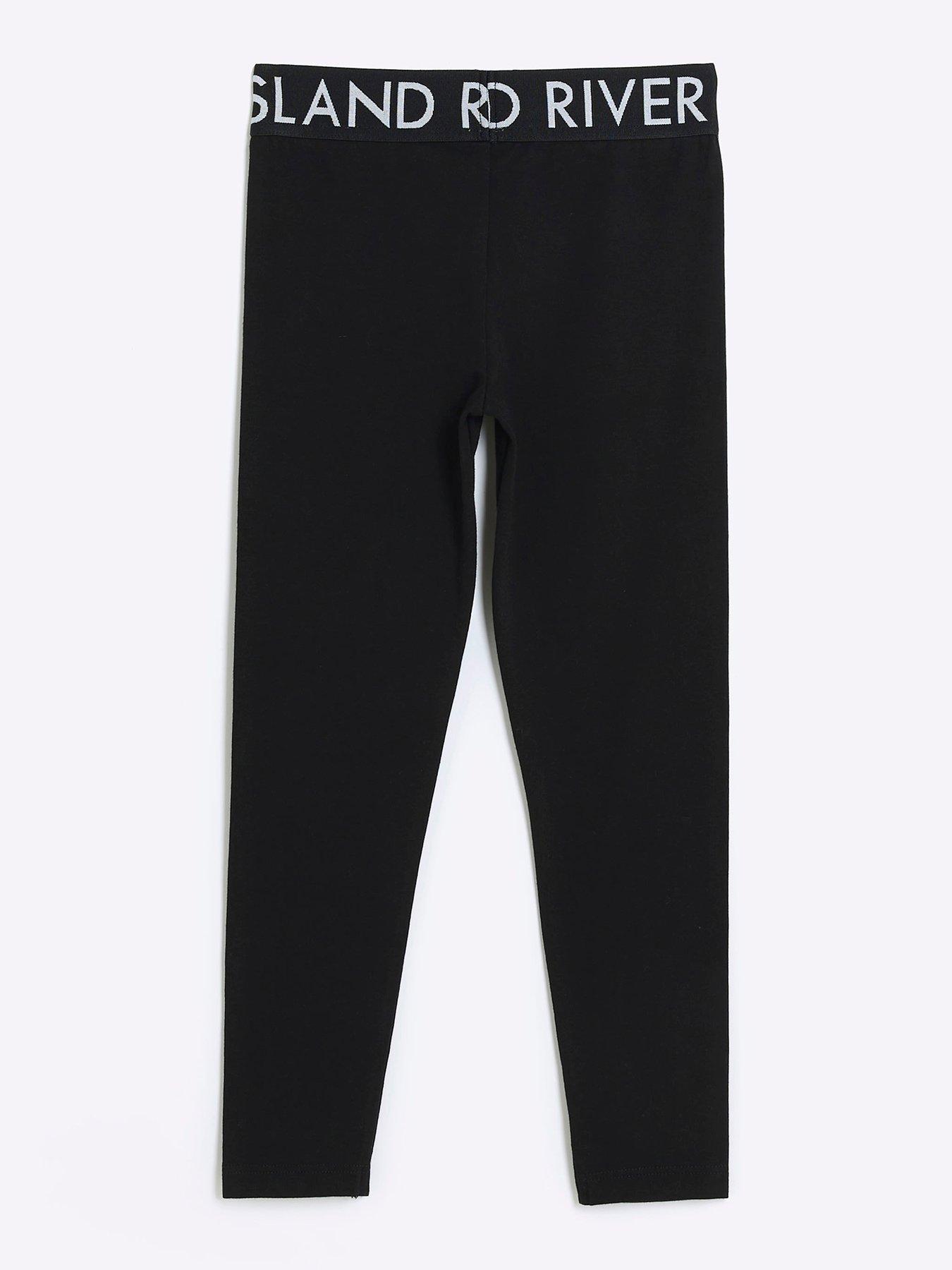 Image 3 of 5 of River Island Older Girl Waistband Leggings - Black