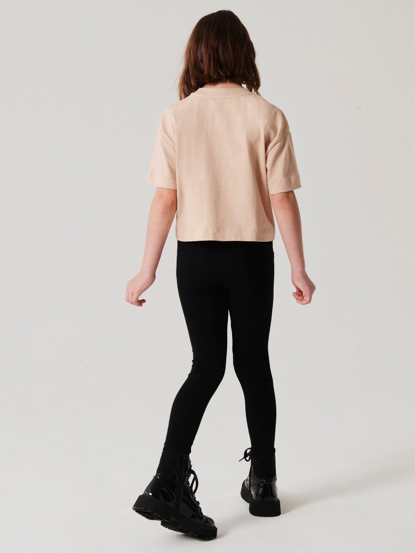 Image 4 of 5 of River Island Older Girl Waistband Leggings - Black