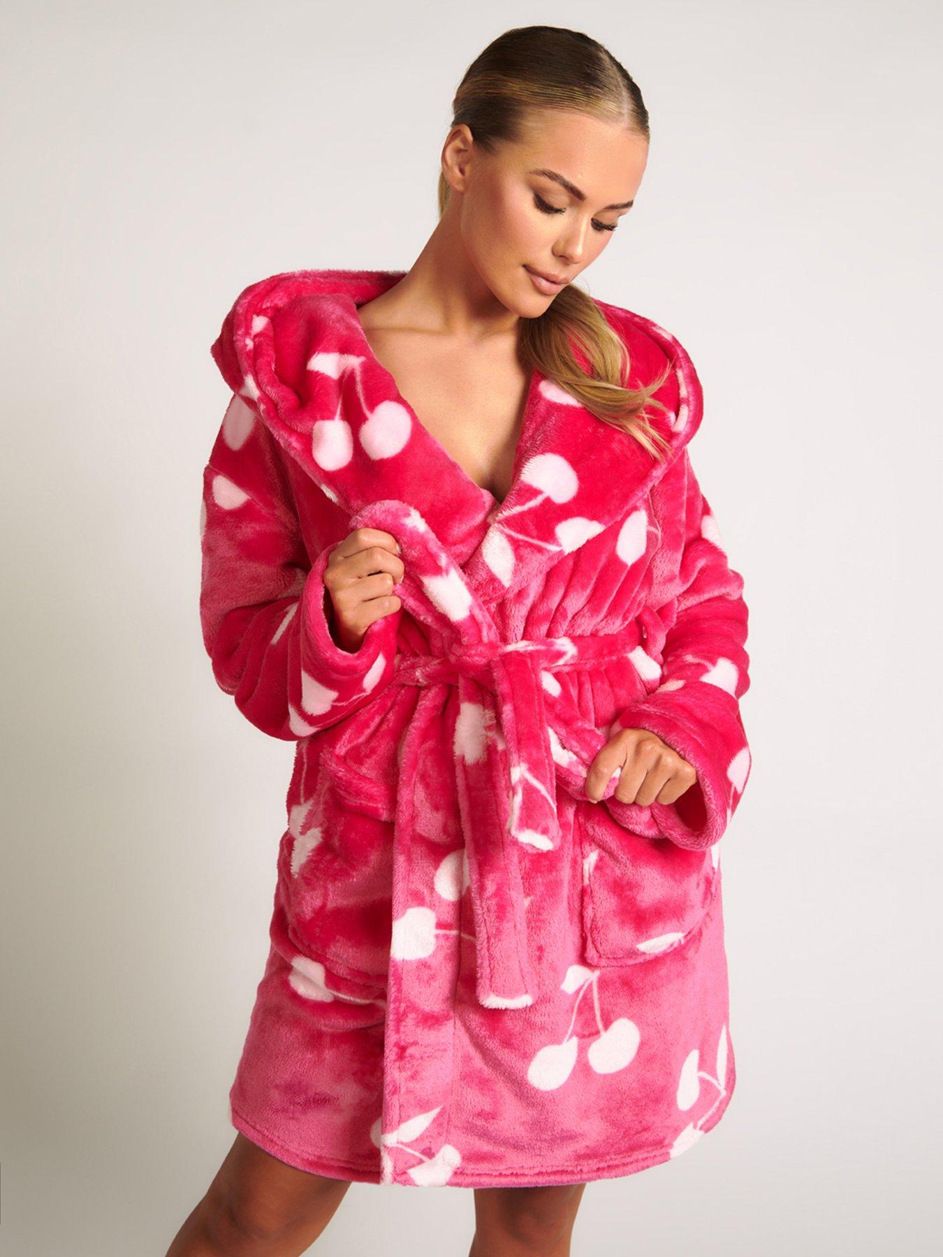 Fleece Cherry Short Robe