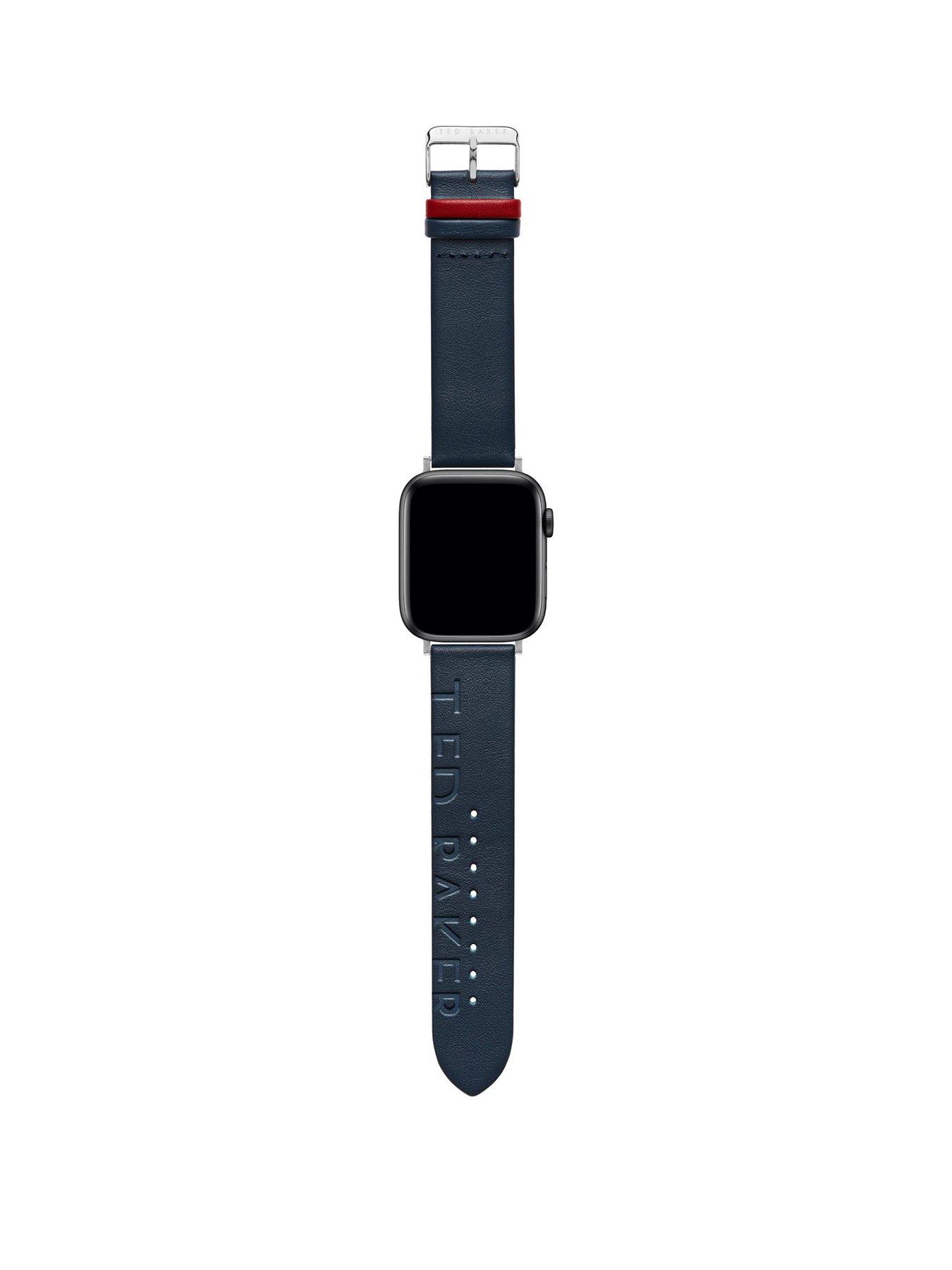 undefined Blue Logo-Engraved Leather Strap for Apple watch (42/44mm)