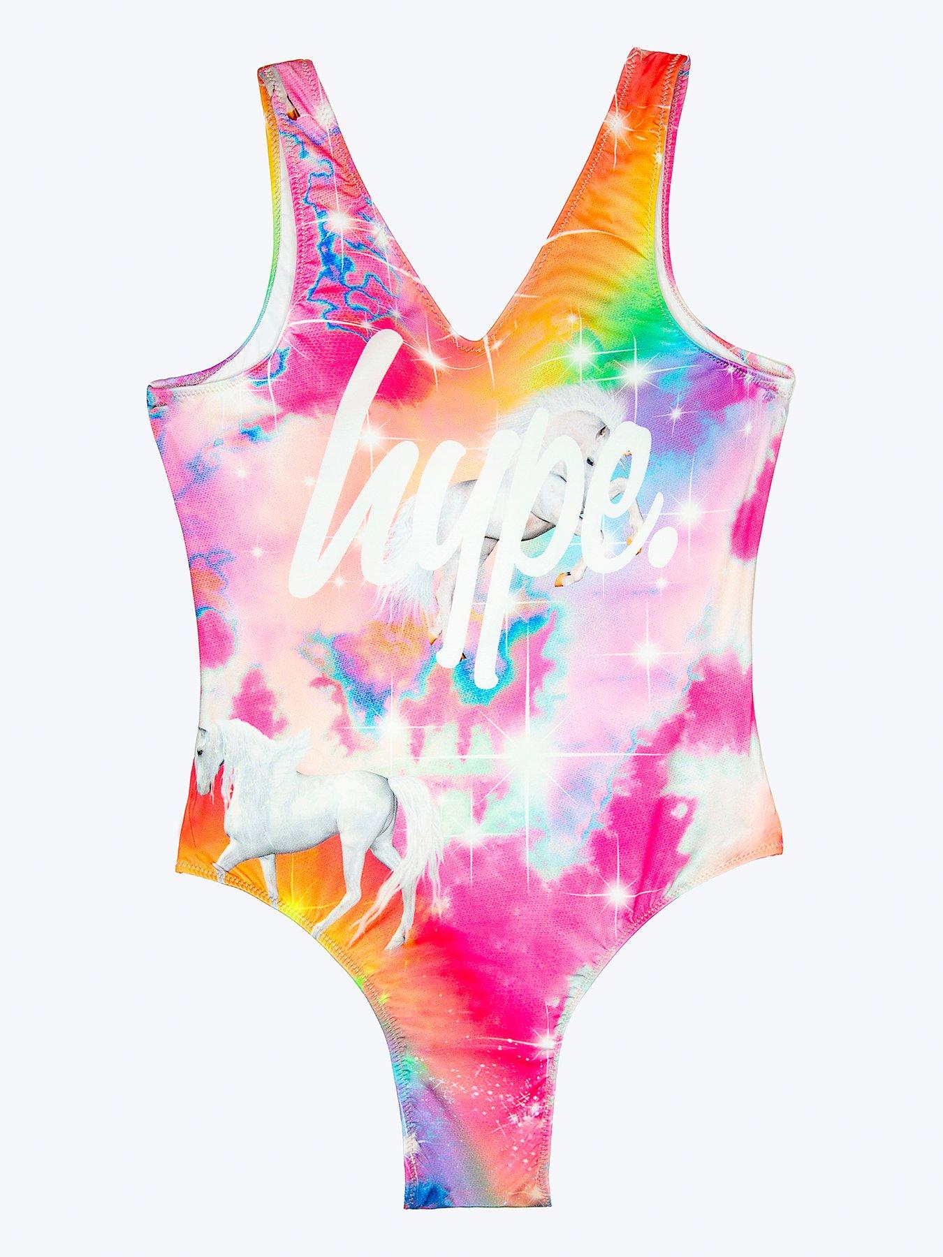 Hype Girls Multi Rainbow Unicorn Sparkle Swimsuit