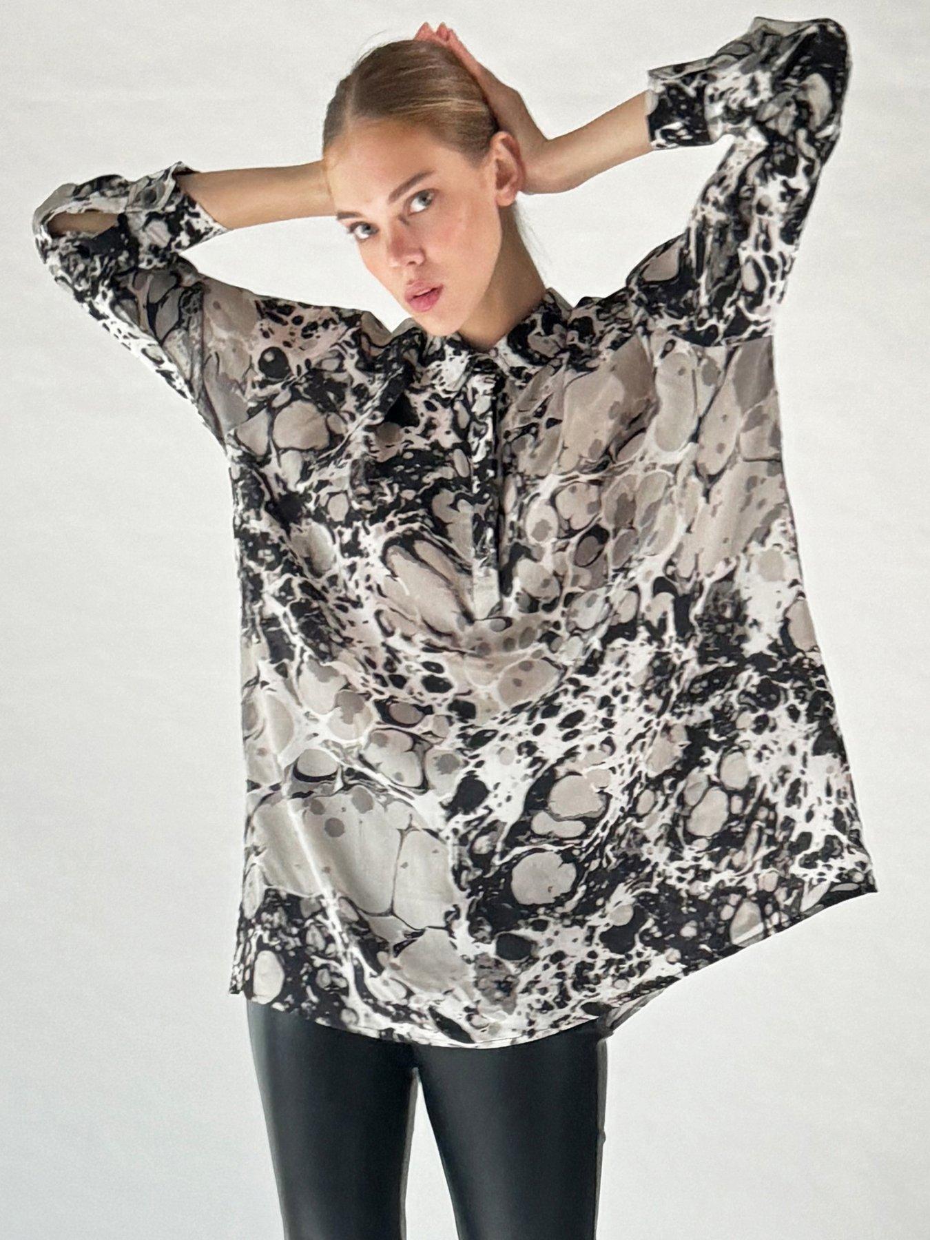 Religion Oversized Constellation tunic shirt in slinky cupro - Multi