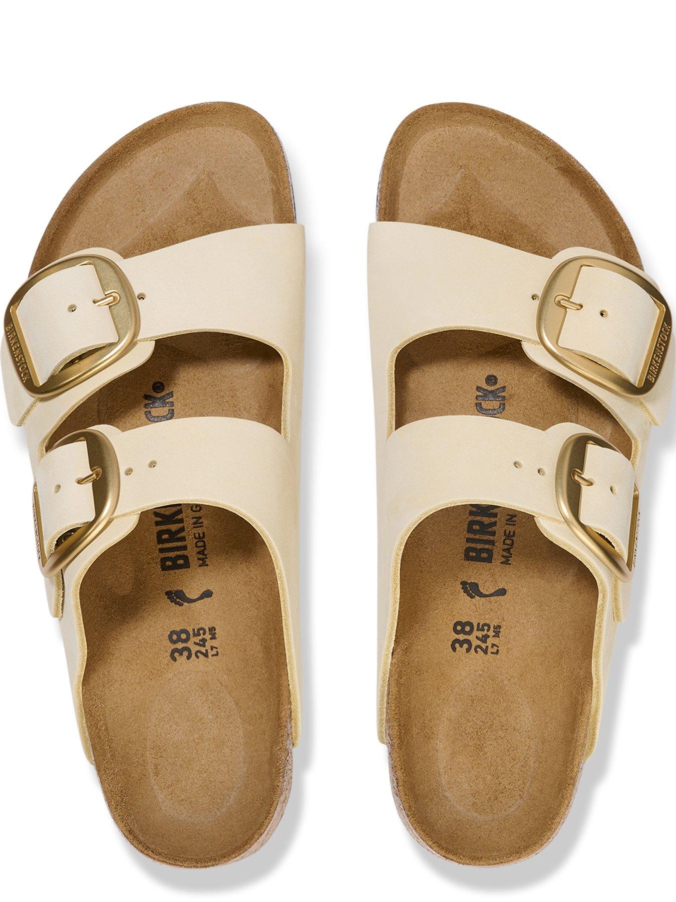 Birkenstock Arizona Big Buckle Nubuck Leather Sandals Ecru littlewoods