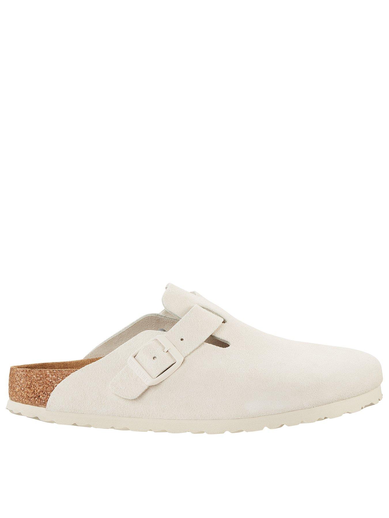  image of birkenstock-boston-suede-clogs-white