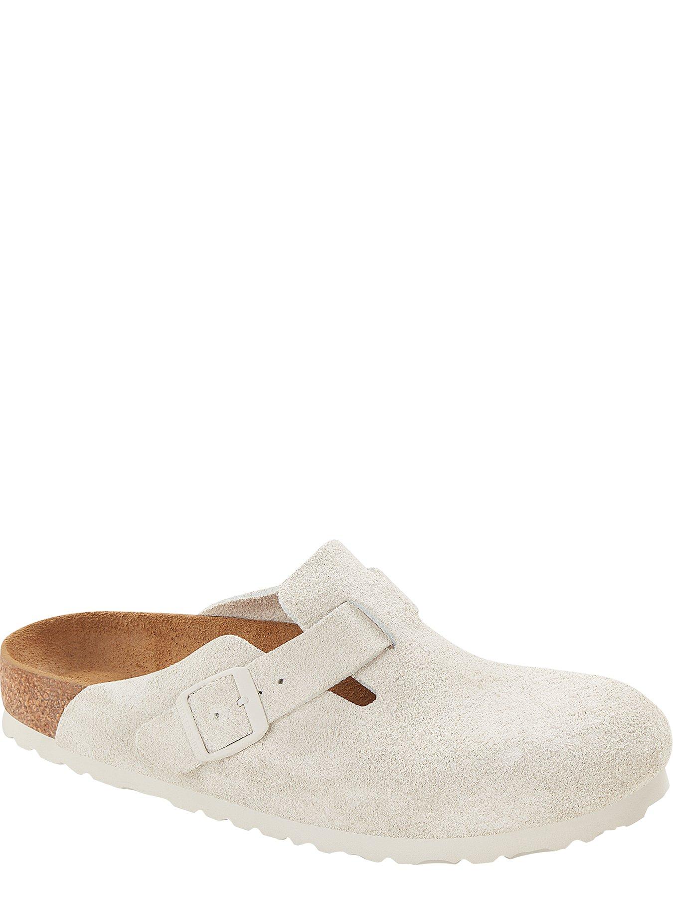  image of birkenstock-boston-suede-clogs-white