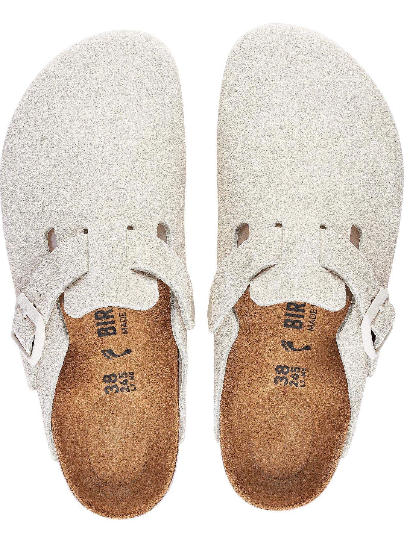  image of birkenstock-boston-suede-clogs-white