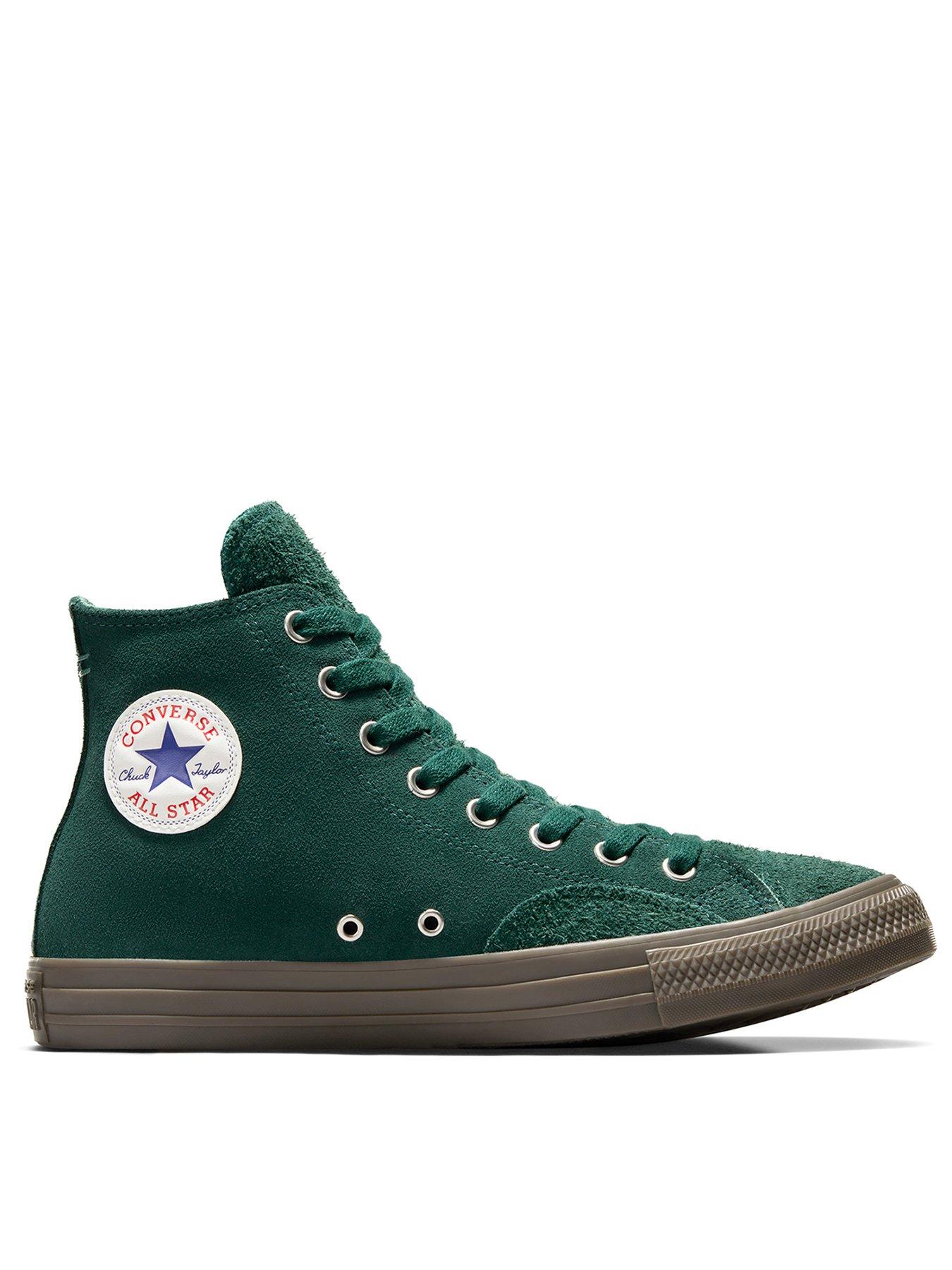 Green suede converse store hi tops