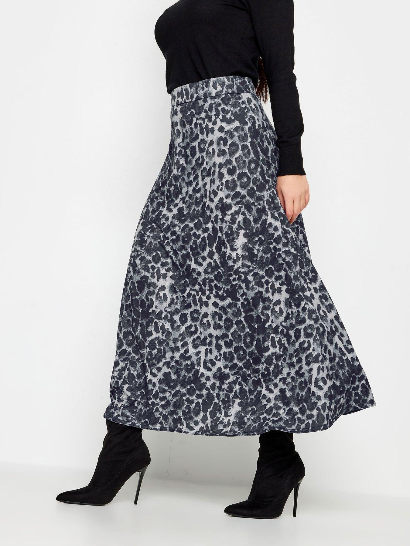 PixieGirl Petite Grey Animal Maxi Skirt littlewoods