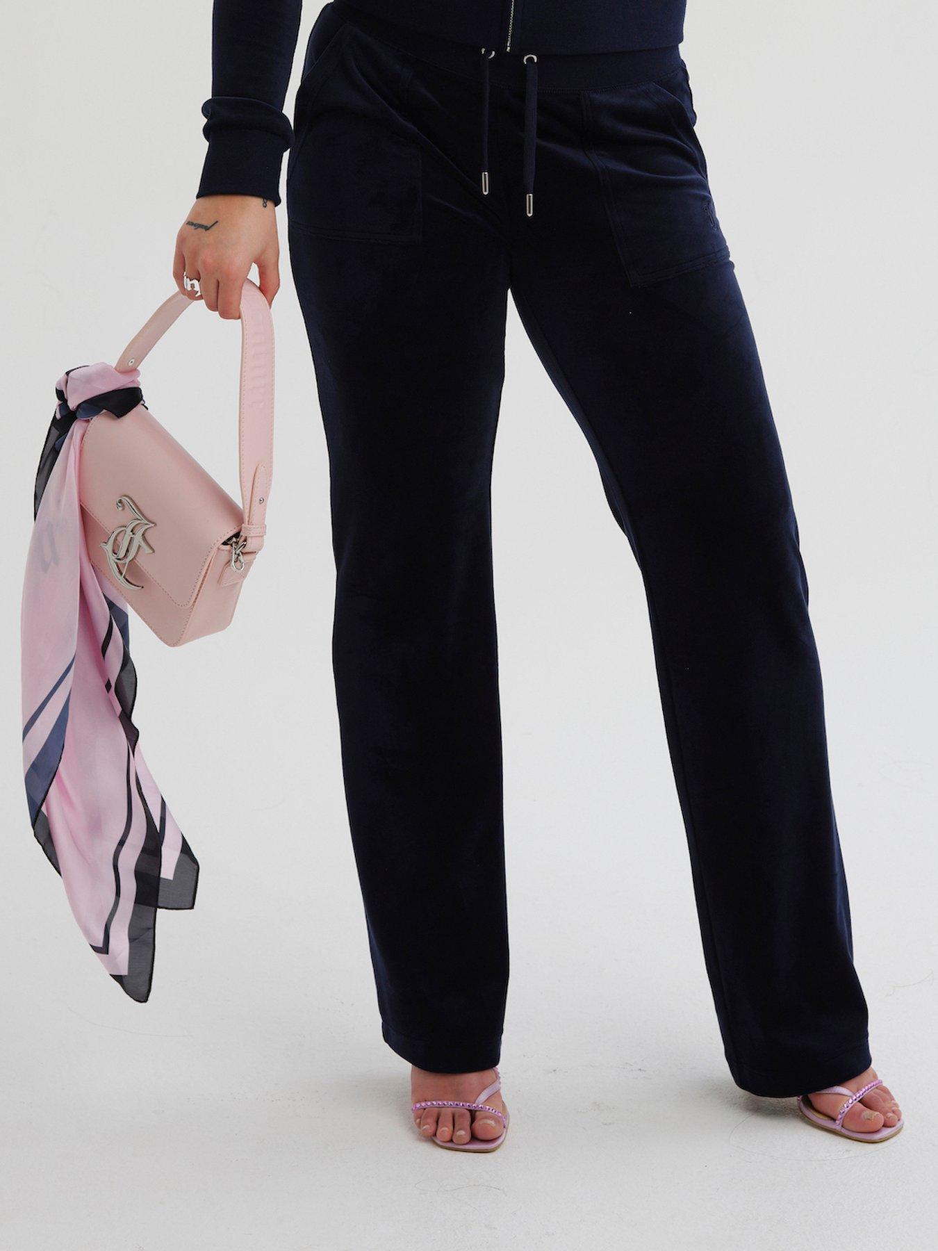 undefined Straight Leg Velour Track Pant - Navy