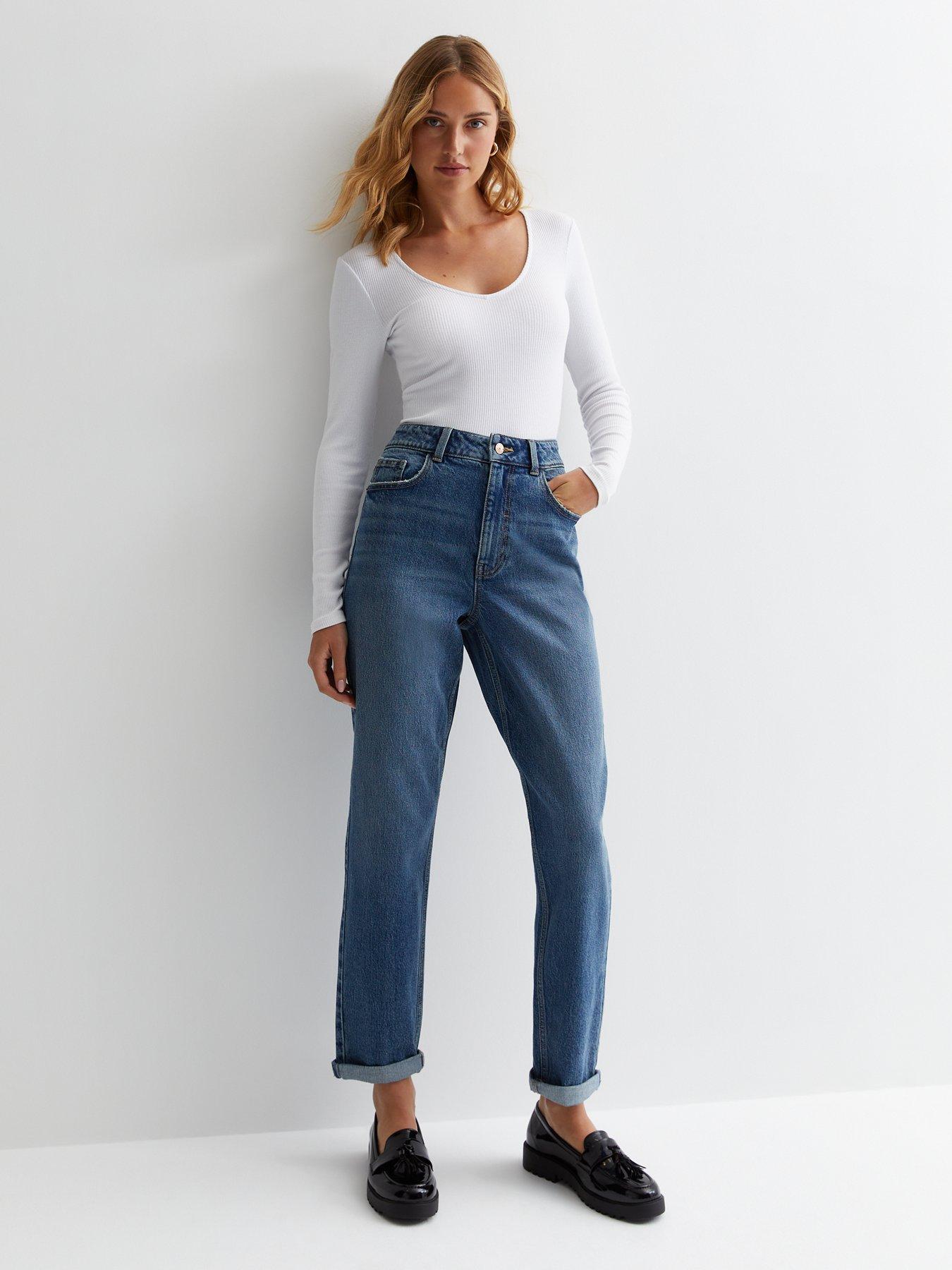 undefined Tinted High Waist Tori Mom Jeans - Blue