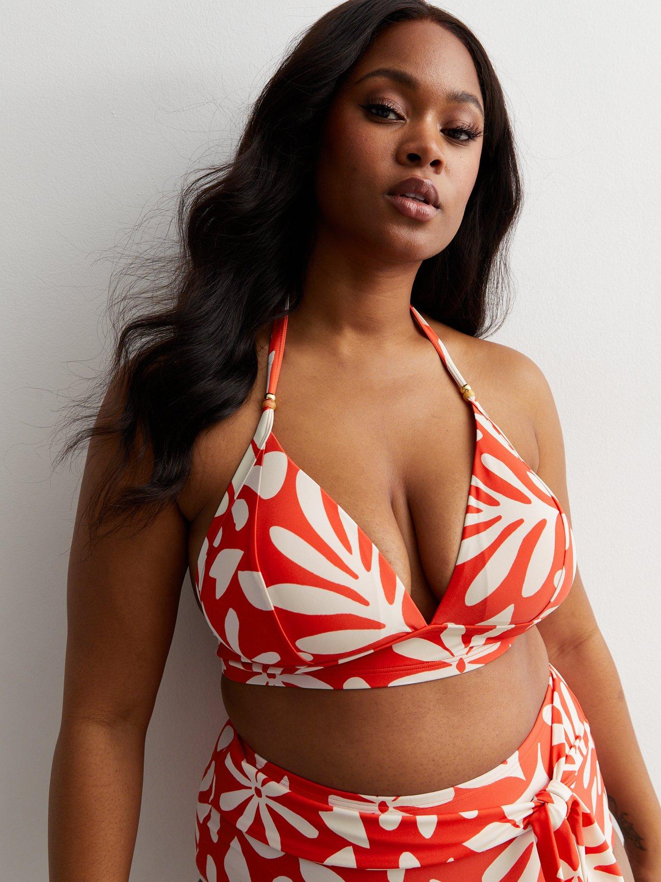 Buy River Island Fuller Bust White Plunge Wrap Elastic Bikini from