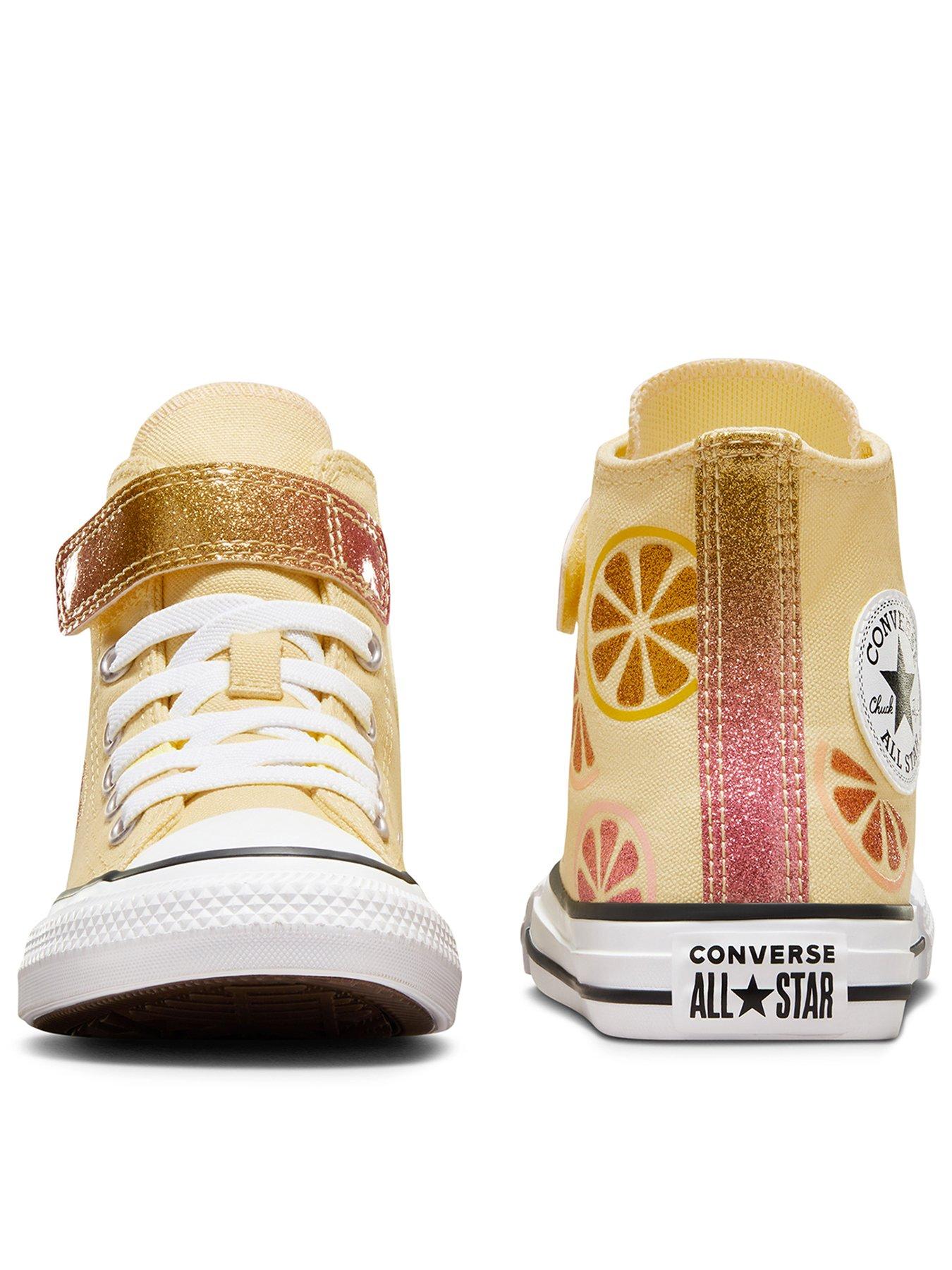 Converse Kids Girls Easy On Velcro Citrus Glitz High Tops Trainers Multi littlewoods