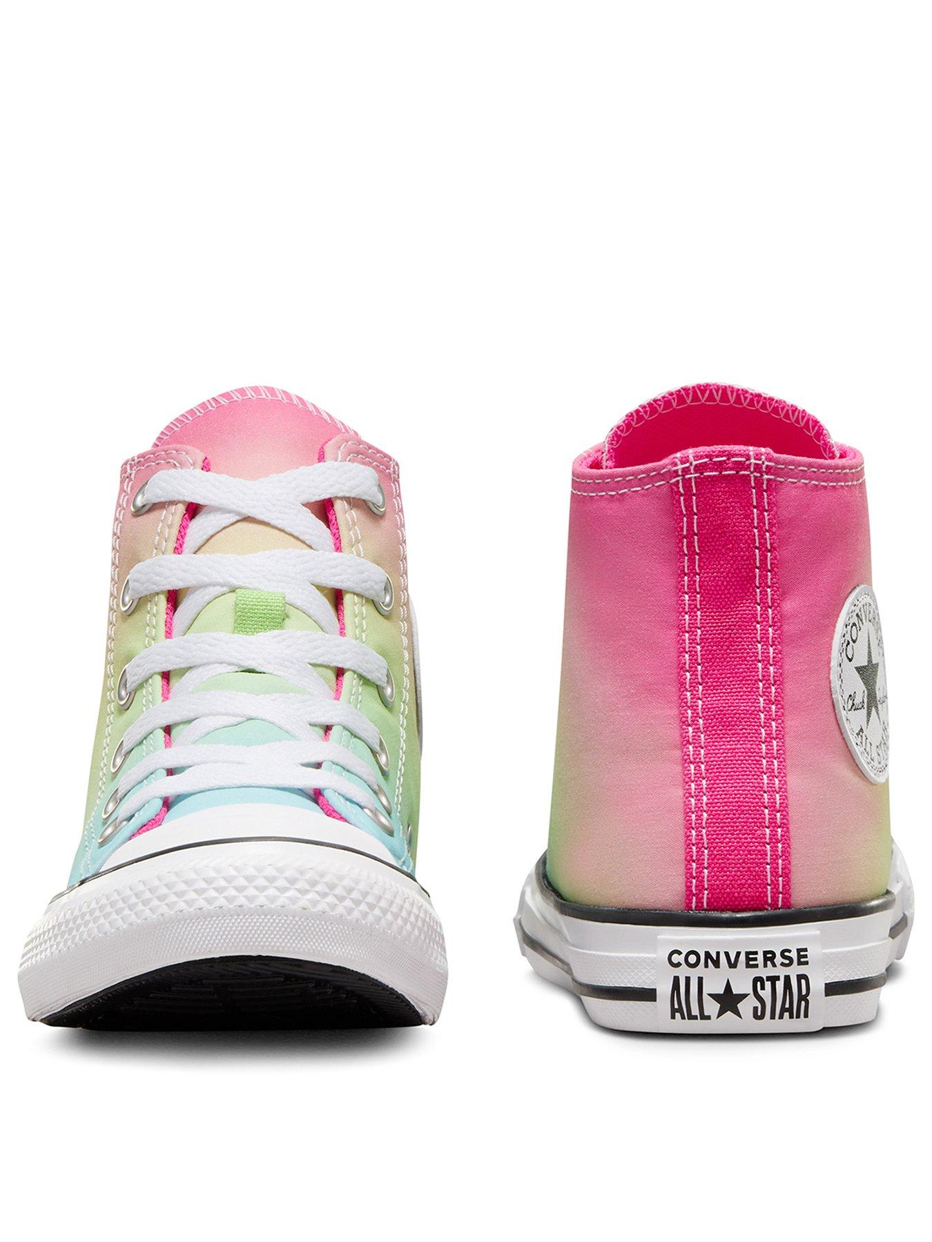 Kids Girls Hyper Brights High Tops Trainers Turquoise Pink