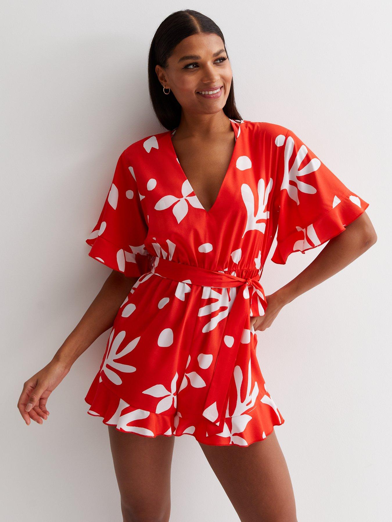 New look hot sale red playsuit