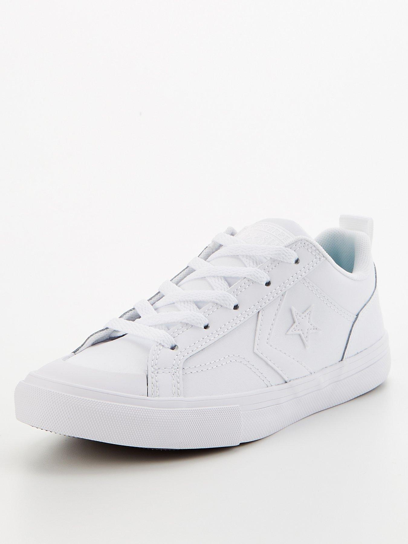 Image 2 of 6 of Converse Junior Boys Pro Blaze Strap Foundational Leather Ox Trainers - White/White