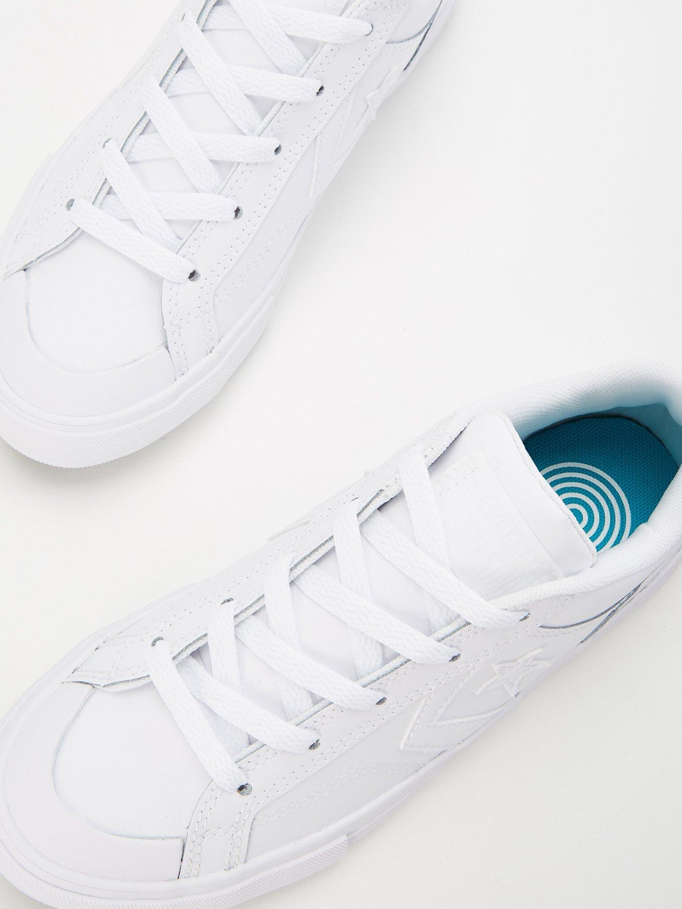 Image 4 of 6 of Converse Junior Boys Pro Blaze Strap Foundational Leather Ox Trainers - White/White