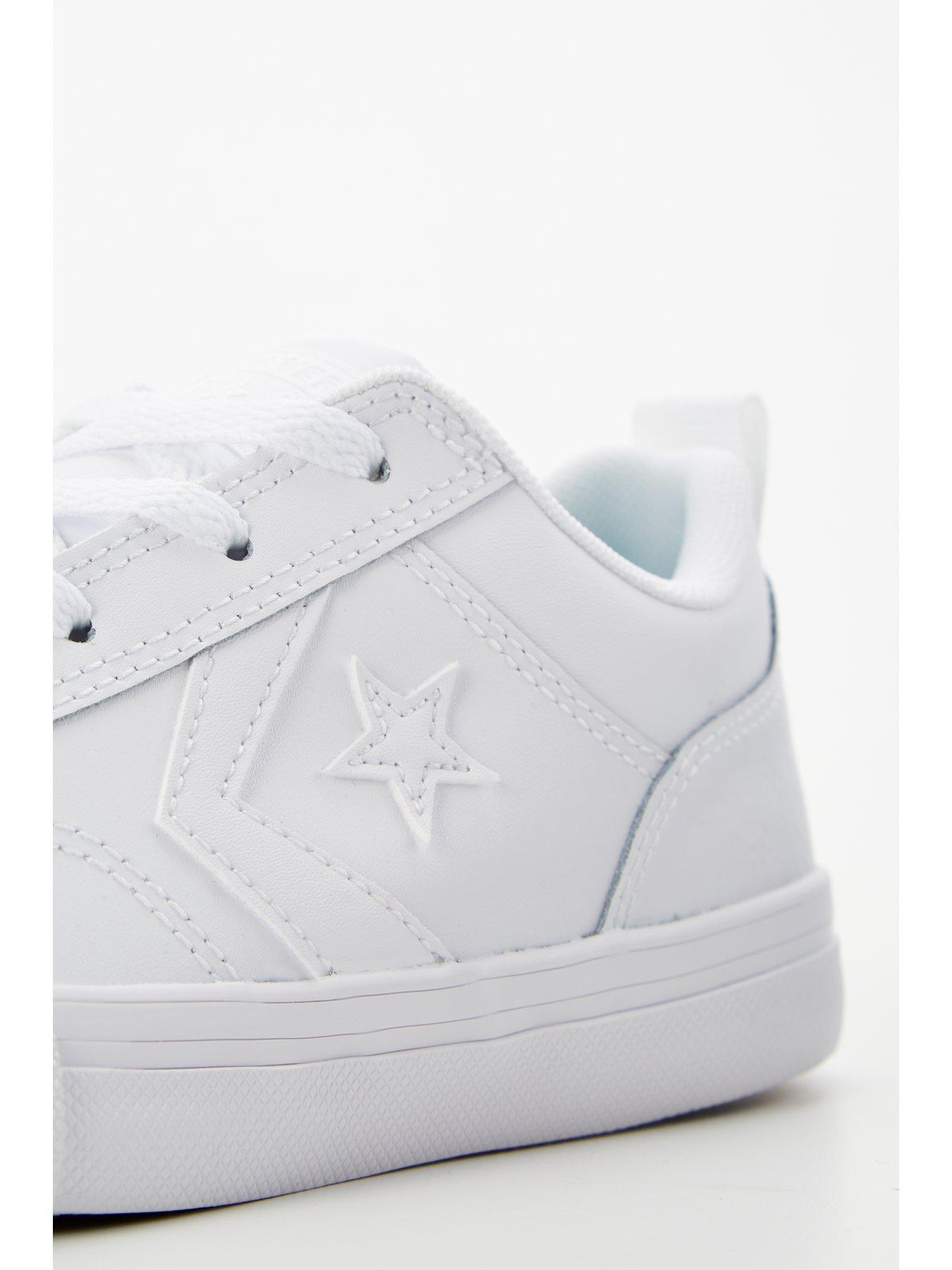 Image 6 of 6 of Converse Junior Boys Pro Blaze Strap Foundational Leather Ox Trainers - White/White
