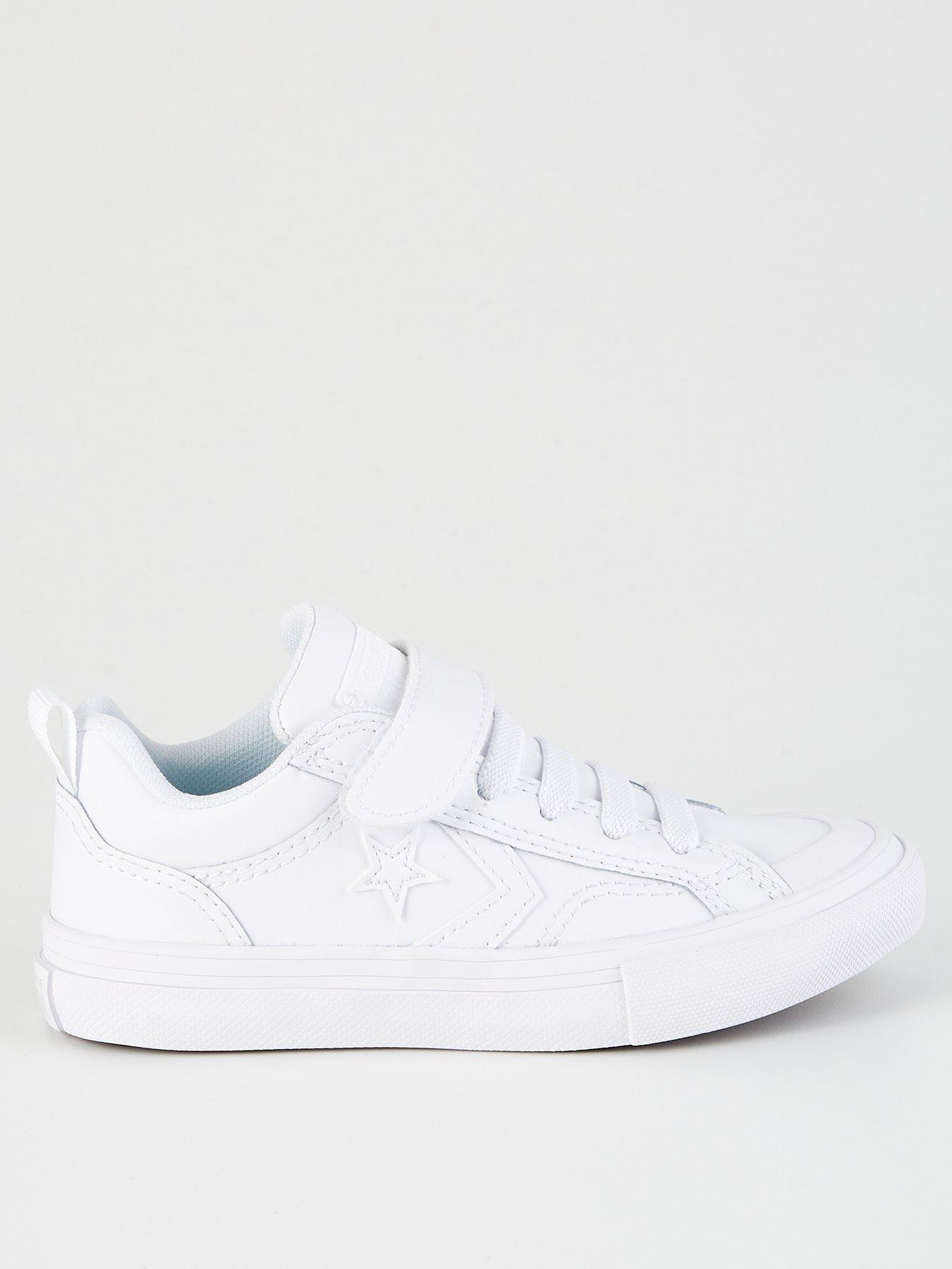 Converse Kids Boys Pro Blaze Strap Foundational Leather Ox Trainers - White/White