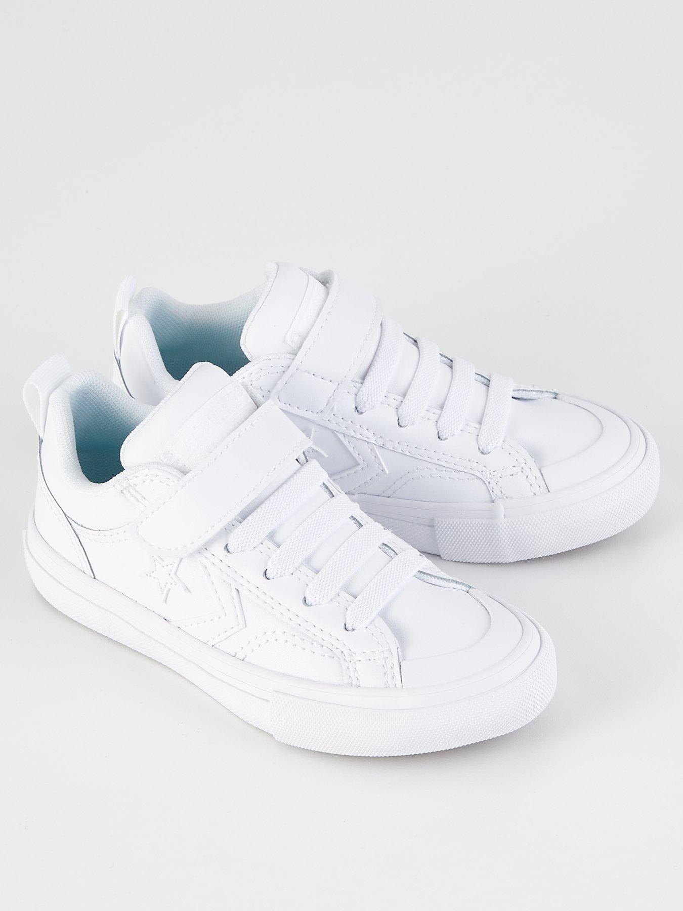 Image 2 of 6 of Converse Kids Boys Pro Blaze Strap Foundational Leather Ox Trainers - White/White